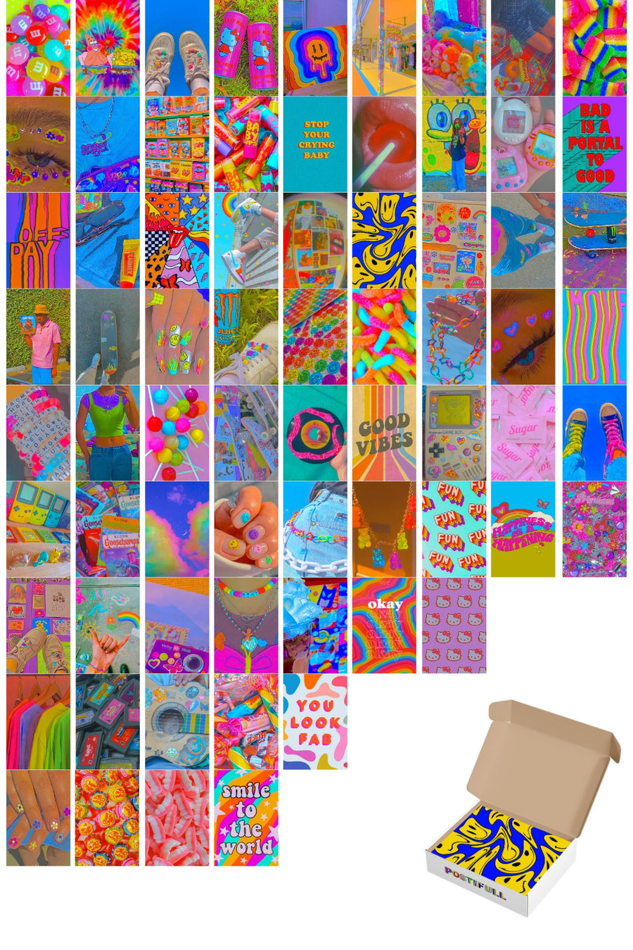 Indie Retro Poster Kolaj Seti - 70 Adet - Arkası Yapışkanlı Retro Poster Seti - 10cm*15cm