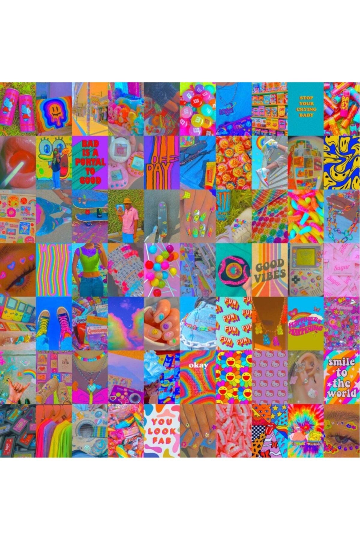 Indie Retro Poster Kolaj Seti - 70 Adet - Arkası Yapışkanlı Retro Poster Seti - 10cm*15cm