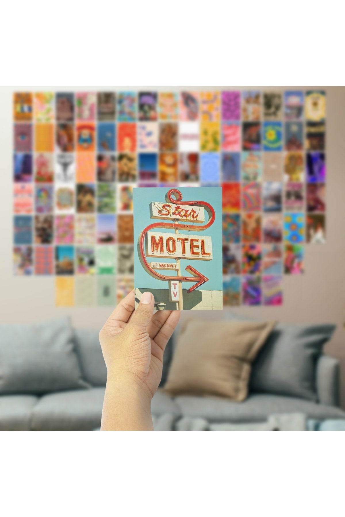 Indie Temalı Poster Seti - Arkası Yapışkanlı Duvar Posteri Kolaj Seti - 100 Adet 10cm*15cm - Kutulu