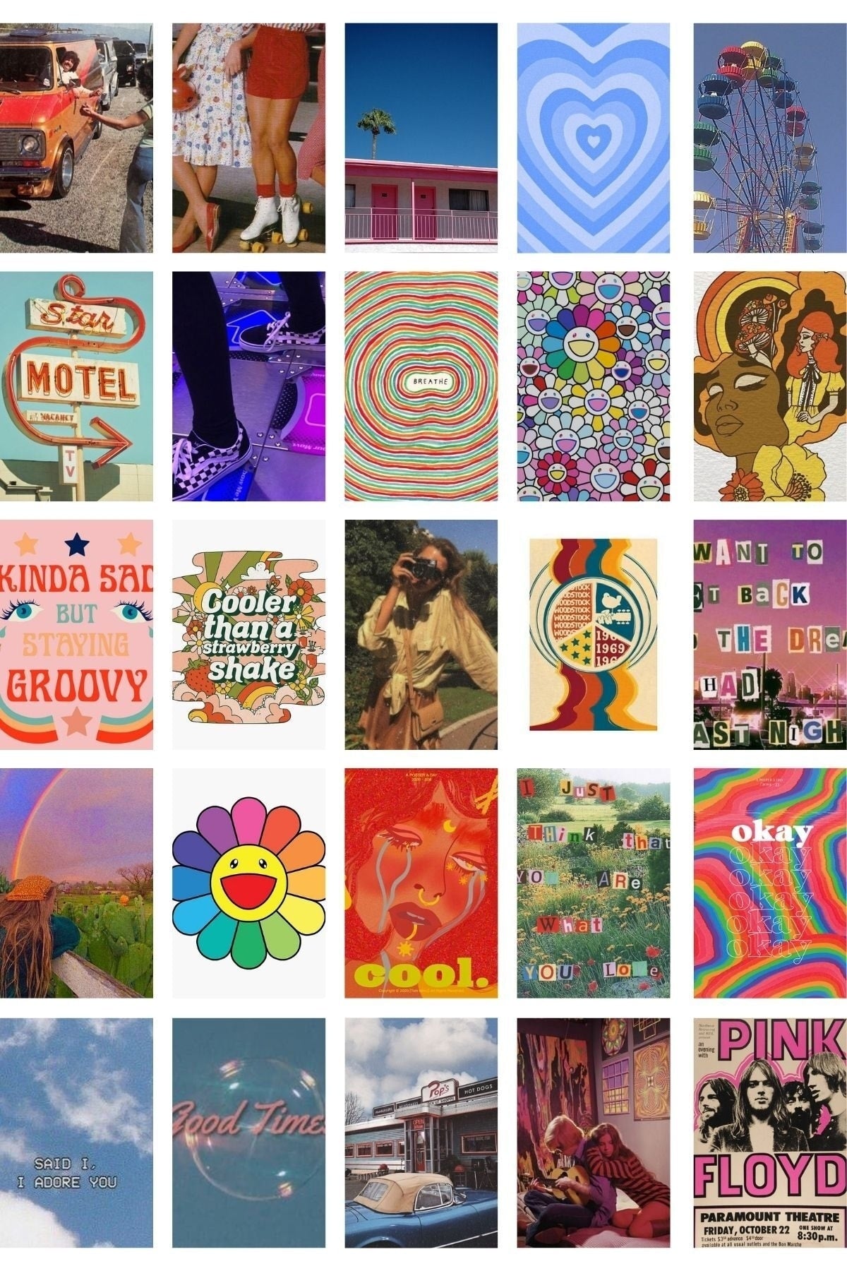 Indie Temalı Poster Seti - Arkası Yapışkanlı Duvar Posteri Kolaj Seti - 100 Adet 10cm*15cm - Kutulu