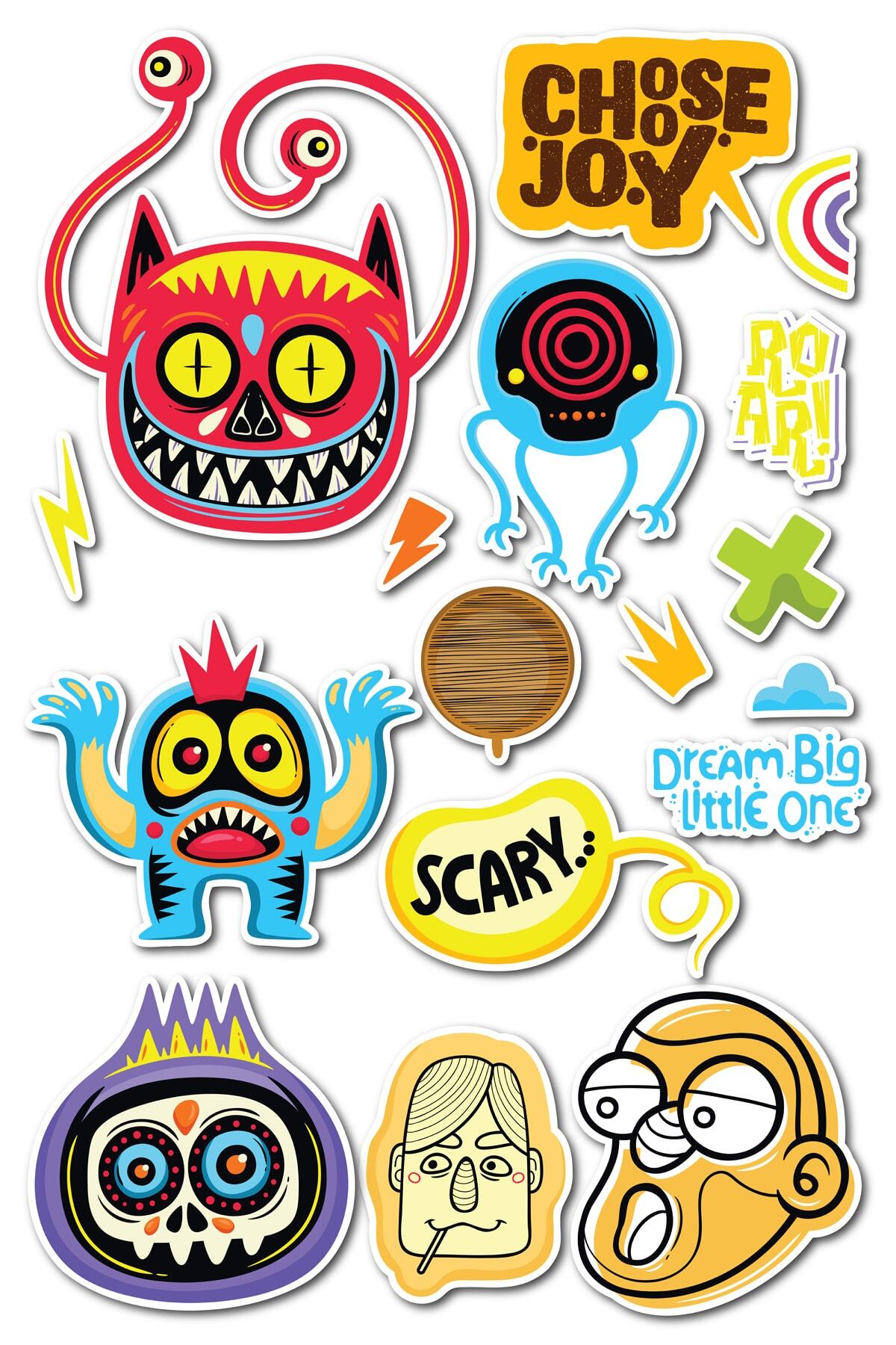 Indie Temalı Sticker Seti - 16 Adet Etiket Seti- Telefon, Tablet, Defter Laptop Uyumlu Etiket