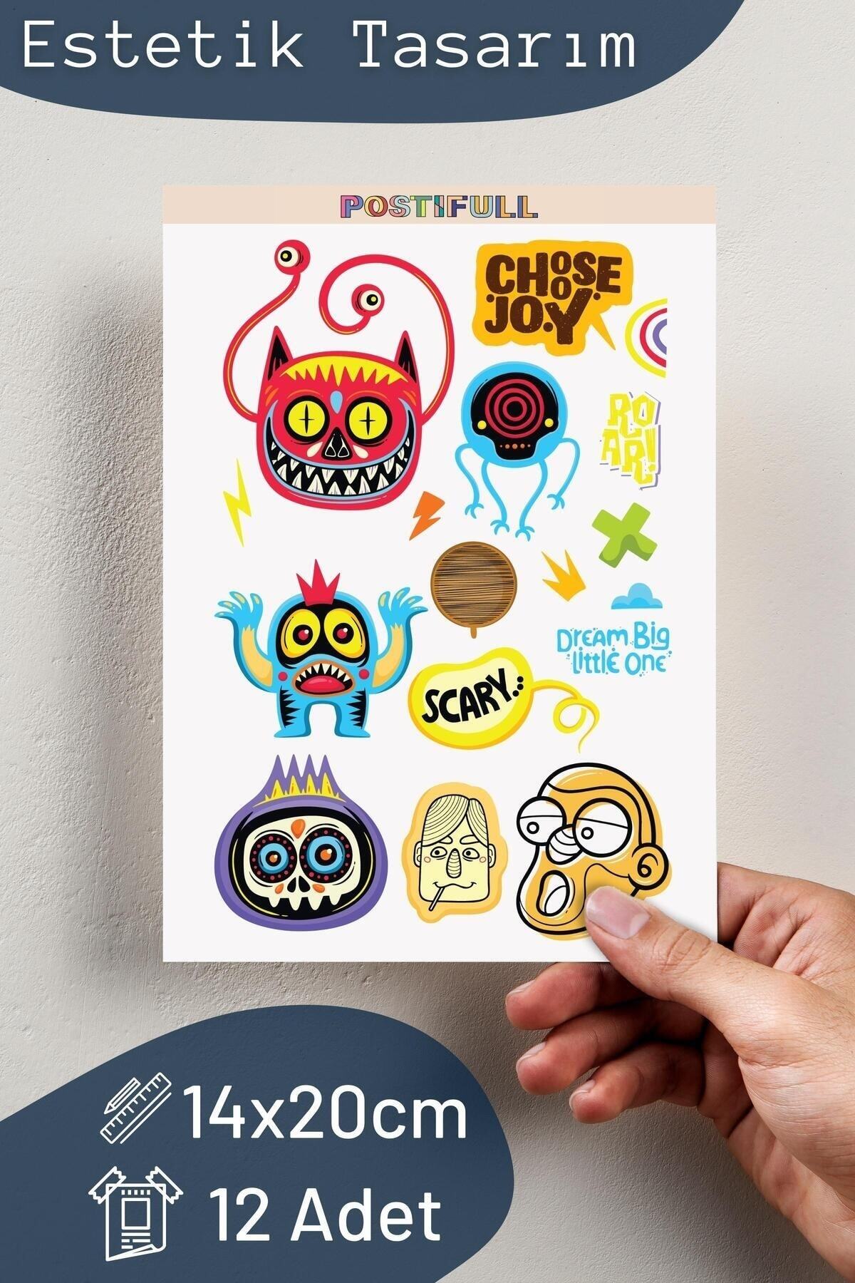 Indie Temalı Sticker Seti - 16 Adet Etiket Seti- Telefon, Tablet, Defter Laptop Uyumlu Etiket