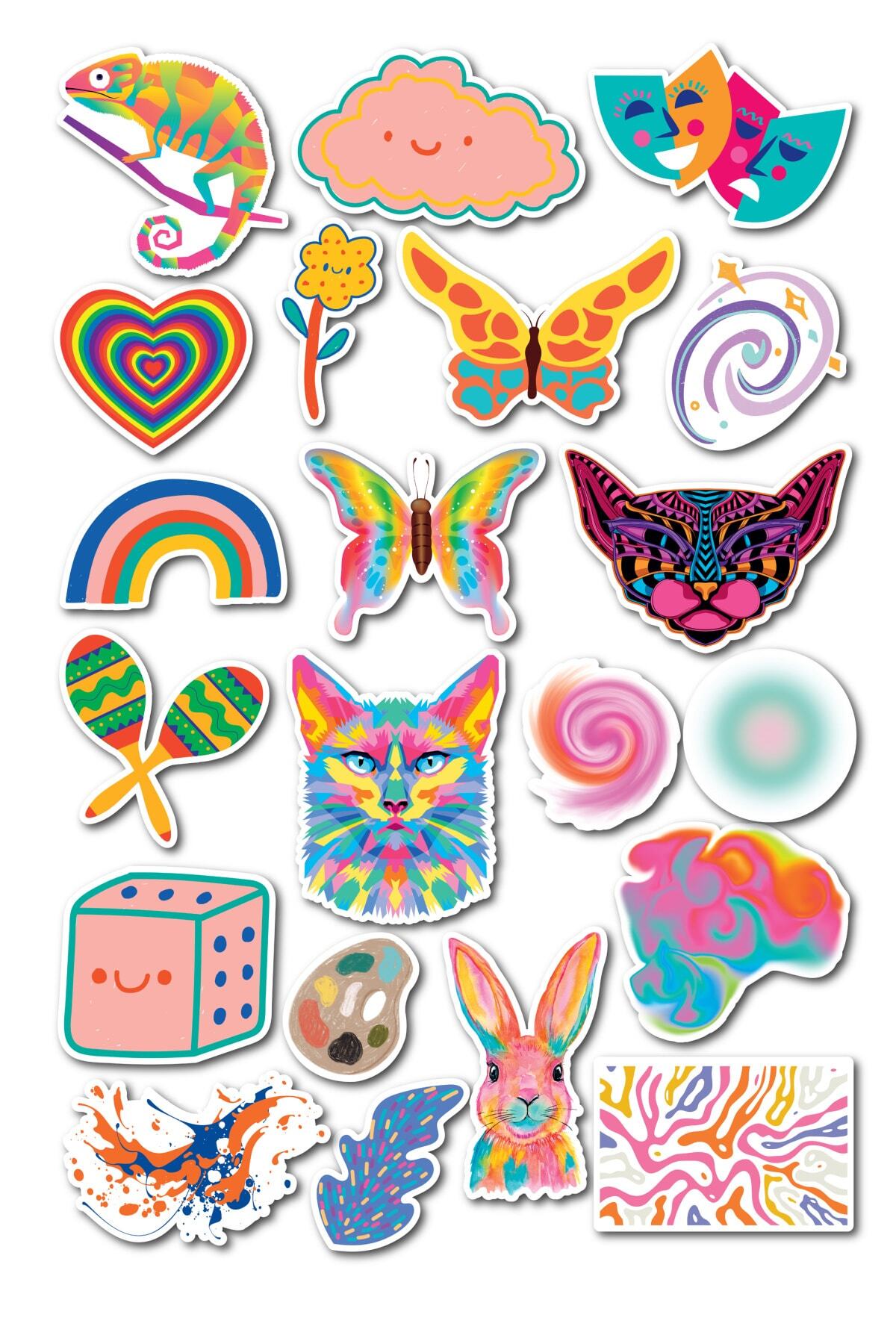 Indie Temalı Sticker Seti - 21 Adet Etiket Seti- Telefon, Tablet, Defter Laptop Uyumlu Etiket
