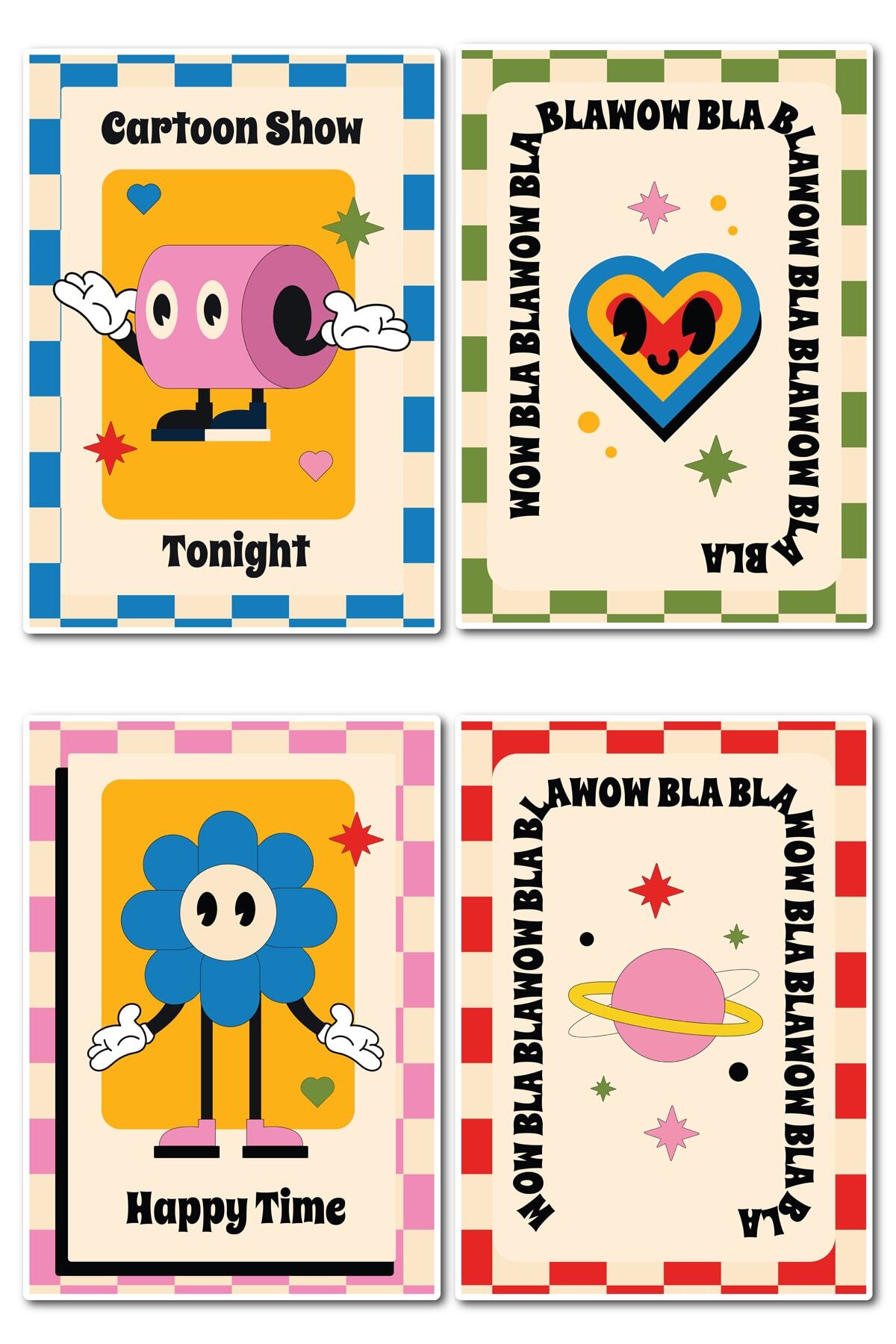 Indie Temalı Sticker Seti - 4 Adet Etiket Seti- Telefon, Tablet, Defter Laptop Uyumlu Etiket