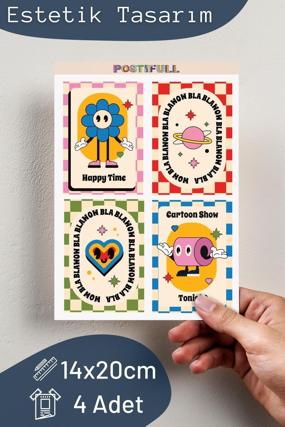 Indie Temalı Sticker Seti - 4 Adet Etiket Seti- Telefon, Tablet, Defter Laptop Uyumlu Etiket