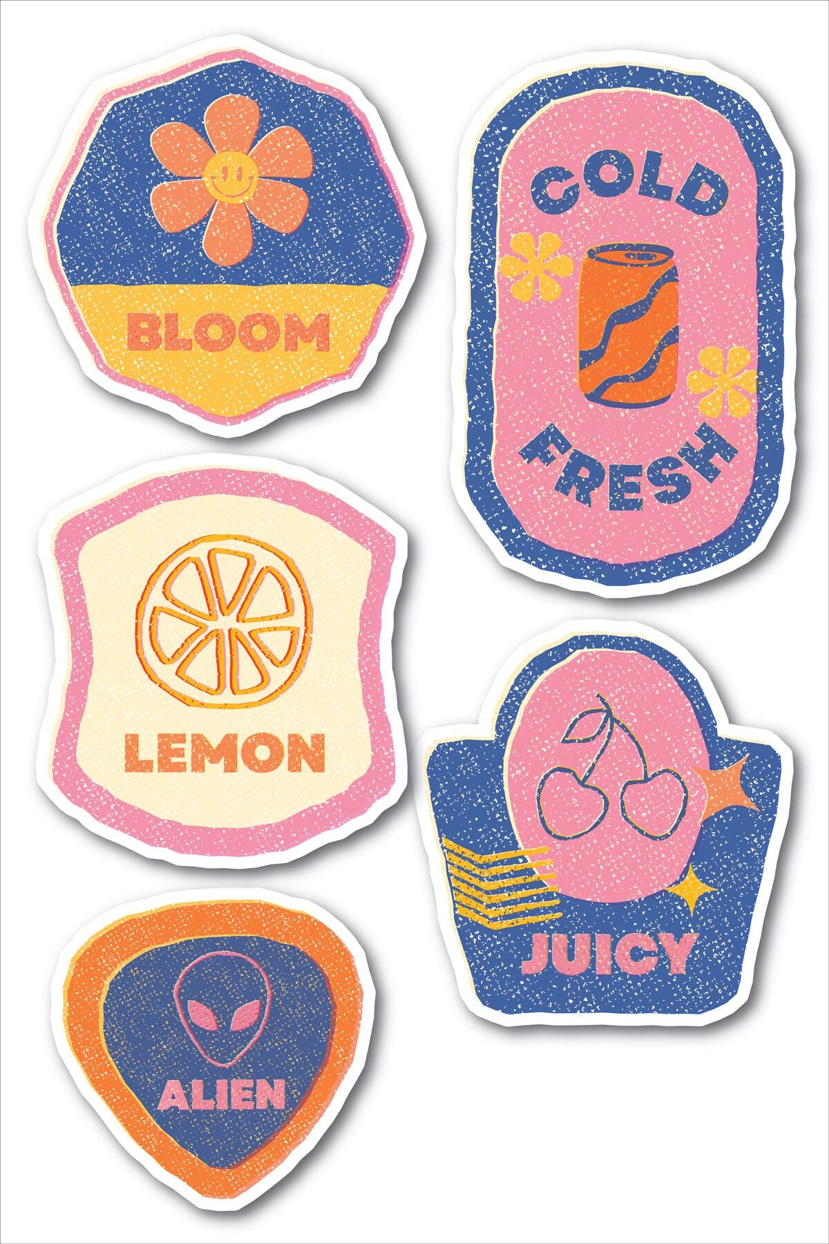 Indie Temalı Sticker Seti - 5 Adet Etiket Seti- Telefon, Tablet, Defter Laptop Uyumlu Etiket