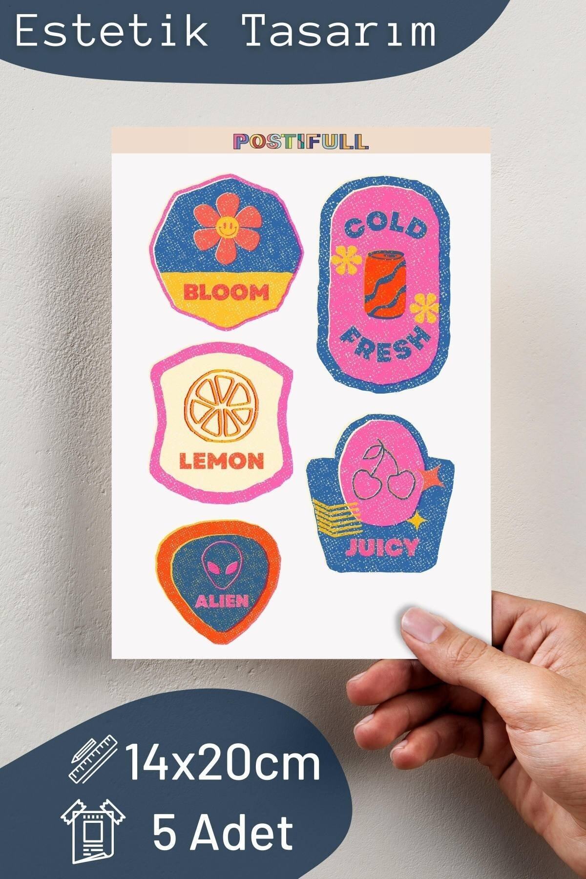Indie Temalı Sticker Seti - 5 Adet Etiket Seti- Telefon, Tablet, Defter Laptop Uyumlu Etiket