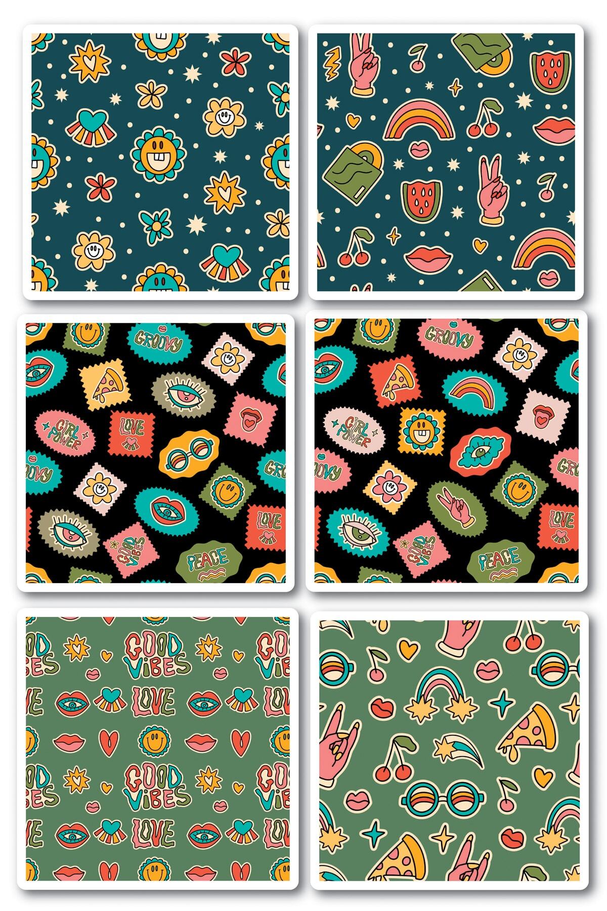Indie Temalı Sticker Seti - 6 Adet Etiket Seti- Telefon, Tablet, Defter Laptop Uyumlu Etiket