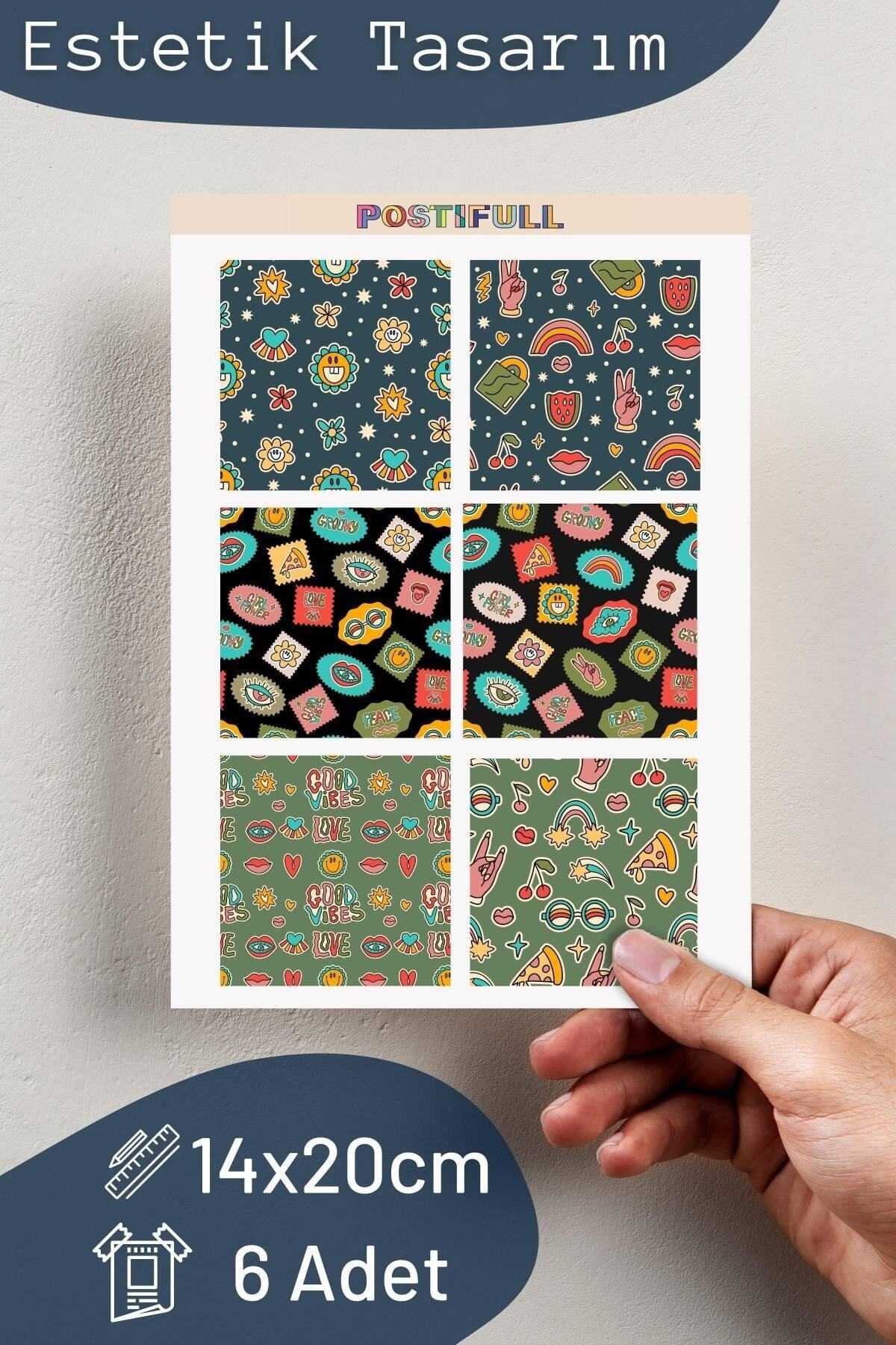 Indie Temalı Sticker Seti - 6 Adet Etiket Seti- Telefon, Tablet, Defter Laptop Uyumlu Etiket