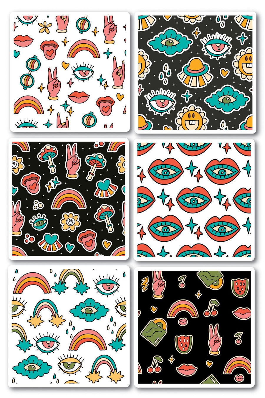Indie Temalı Sticker Seti - 6 Adet Etiket Seti- Telefon, Tablet, Defter Laptop Uyumlu Etiket