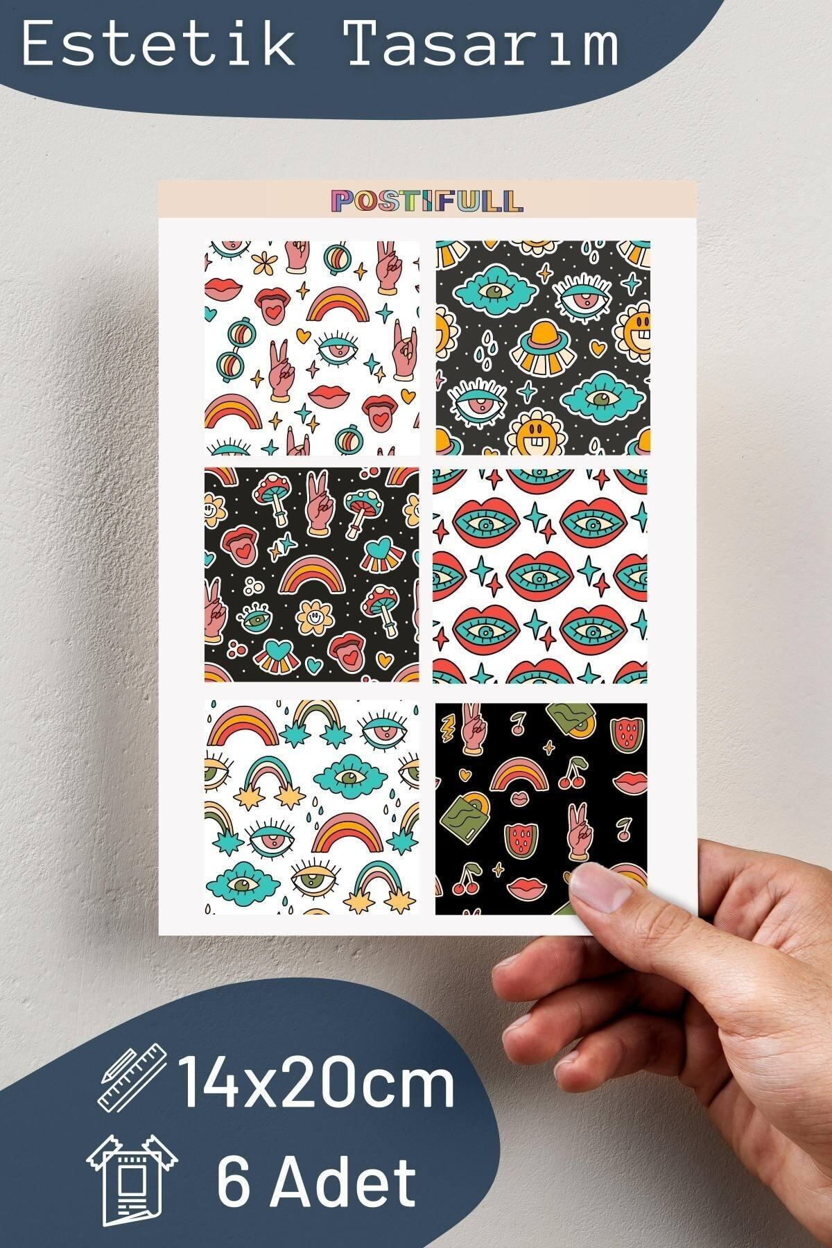 Indie Temalı Sticker Seti - 6 Adet Etiket Seti- Telefon, Tablet, Defter Laptop Uyumlu Etiket