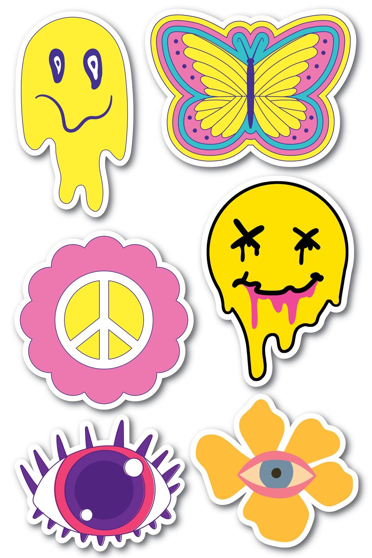 Indie Temalı Sticker Seti - 6 Adet Etiket Seti- Telefon, Tablet, Defter Laptop Uyumlu Etiket