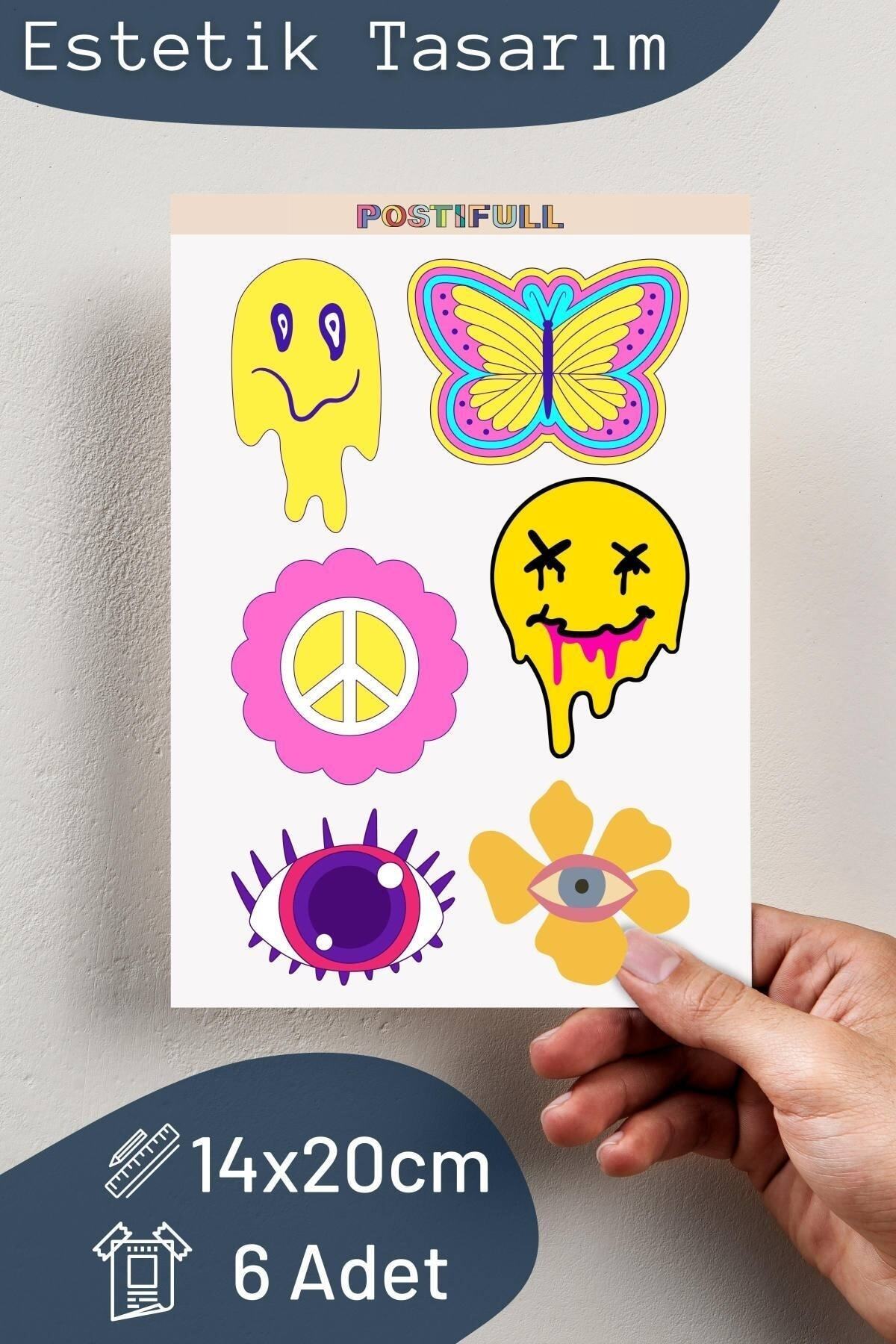 Indie Temalı Sticker Seti - 6 Adet Etiket Seti- Telefon, Tablet, Defter Laptop Uyumlu Etiket