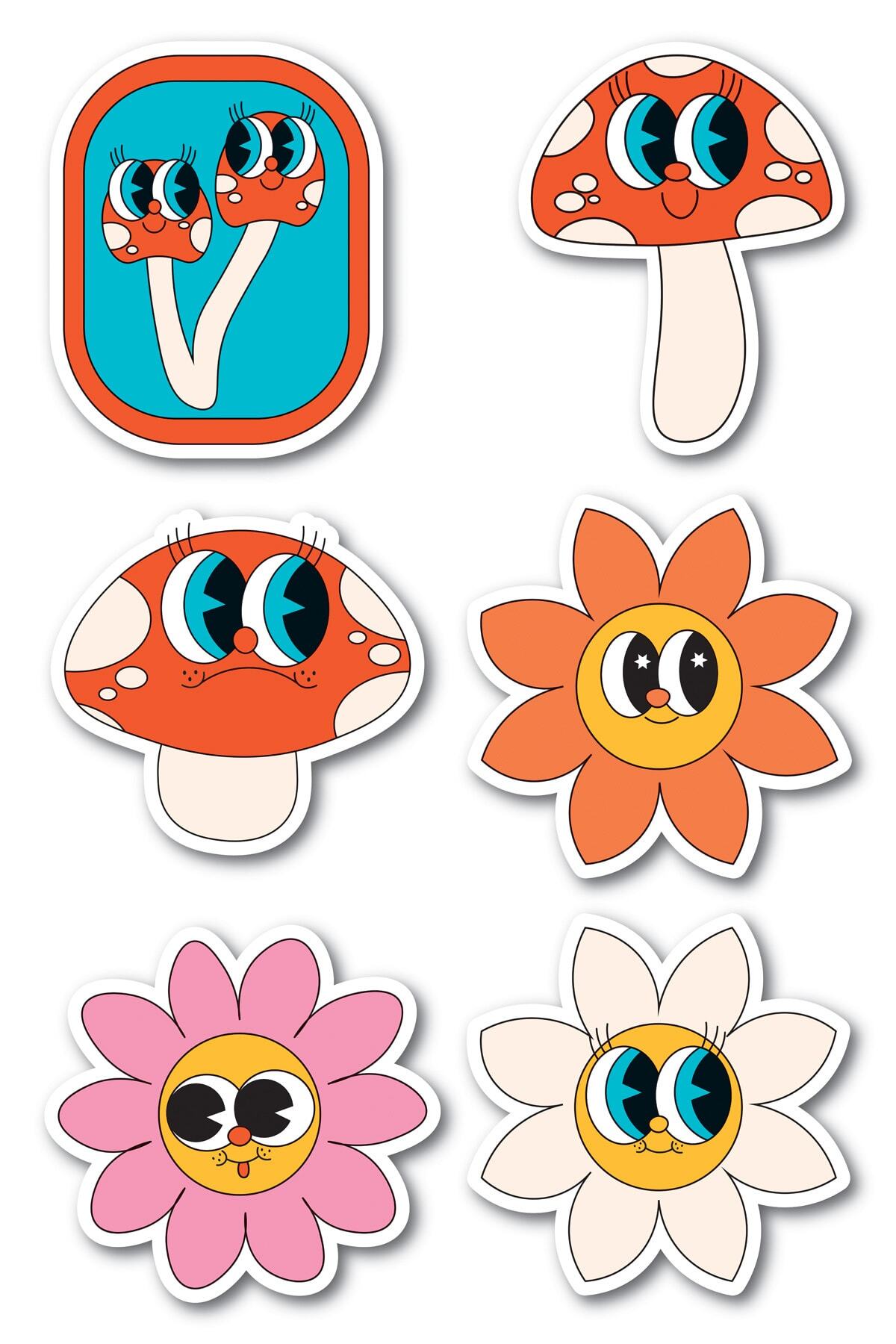 Indie Temalı Sticker Seti - 6 Adet Etiket Seti- Telefon, Tablet, Defter Laptop Uyumlu Etiket