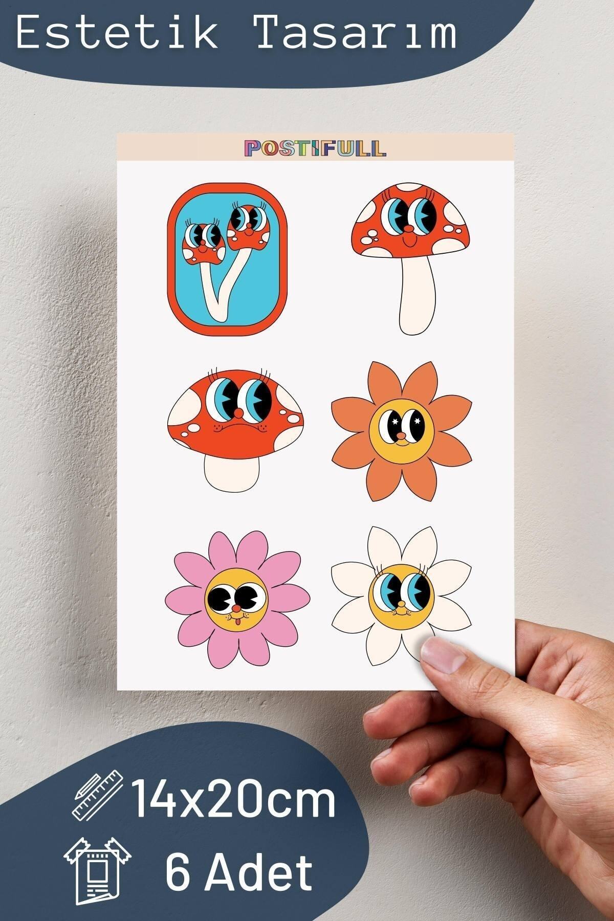 Indie Temalı Sticker Seti - 6 Adet Etiket Seti- Telefon, Tablet, Defter Laptop Uyumlu Etiket