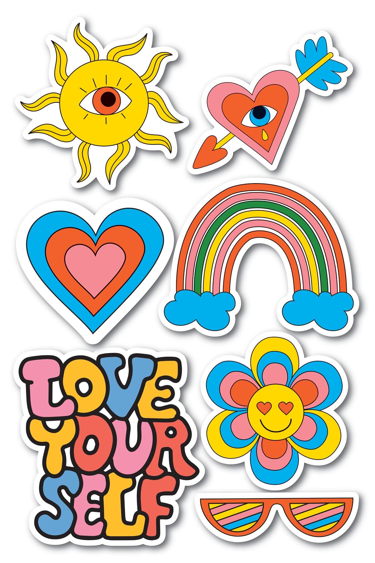 Indie Temalı Sticker Seti - 7 Adet Etiket Seti- Telefon, Tablet, Defter Laptop Uyumlu Etiket