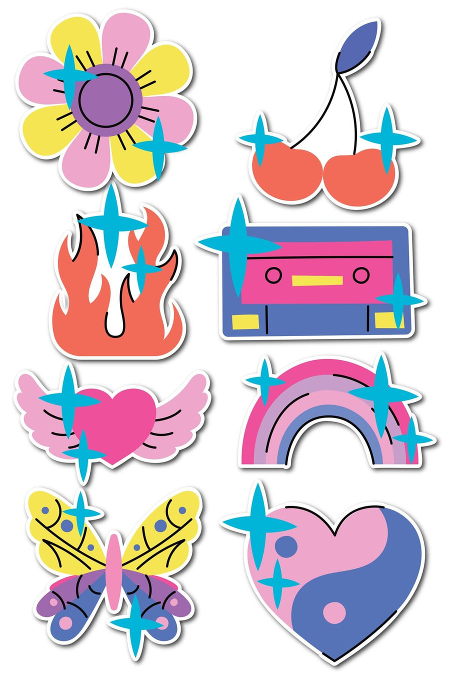 Indie Temalı Sticker Seti - 8 Adet Etiket Seti- Telefon, Tablet, Defter Laptop Uyumlu Etiket