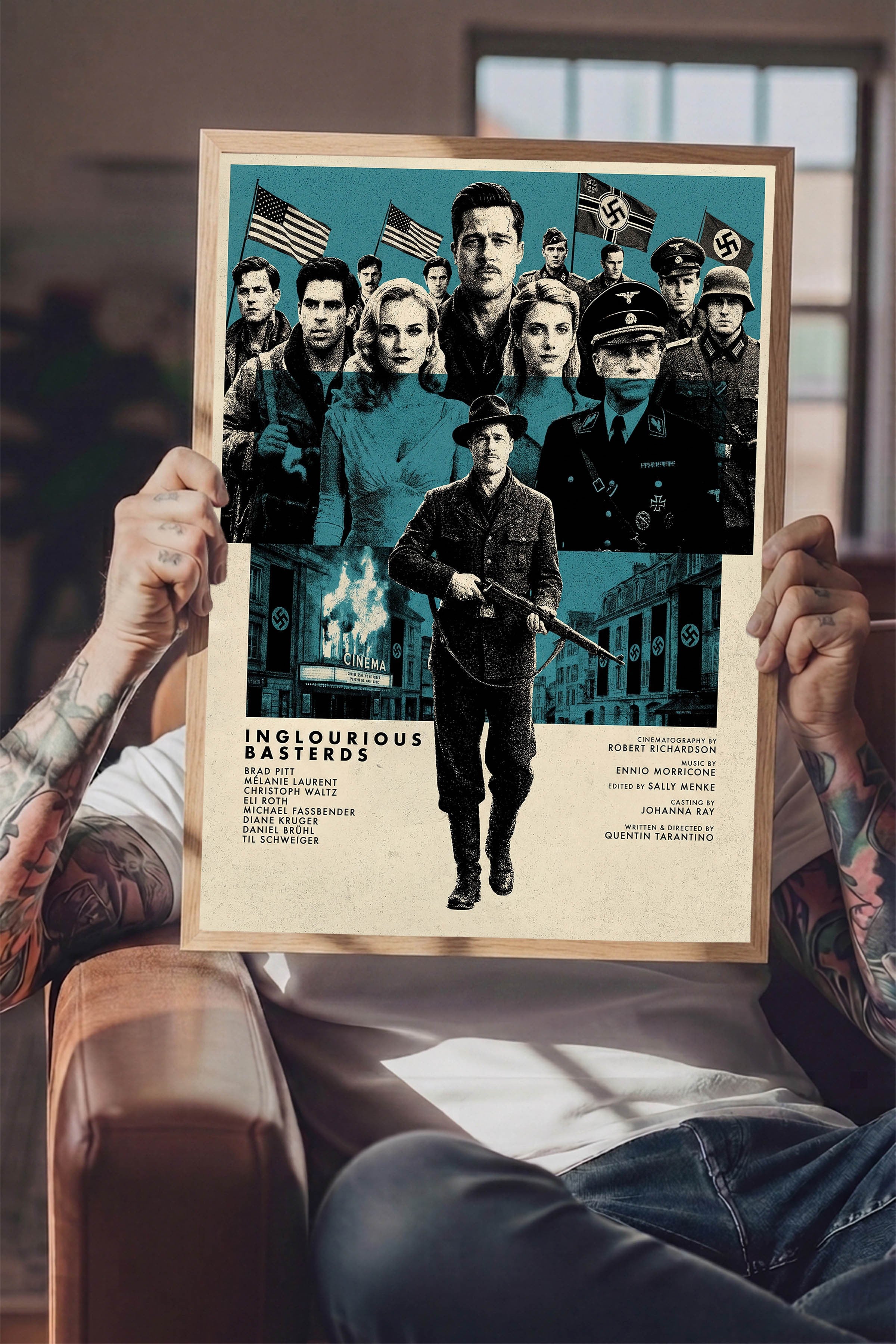 Inglourious Basterds Ahşap Çerçeveli Poster, Sinema ve Dizi Tablo, Film Dizi Afişleri NO:112832