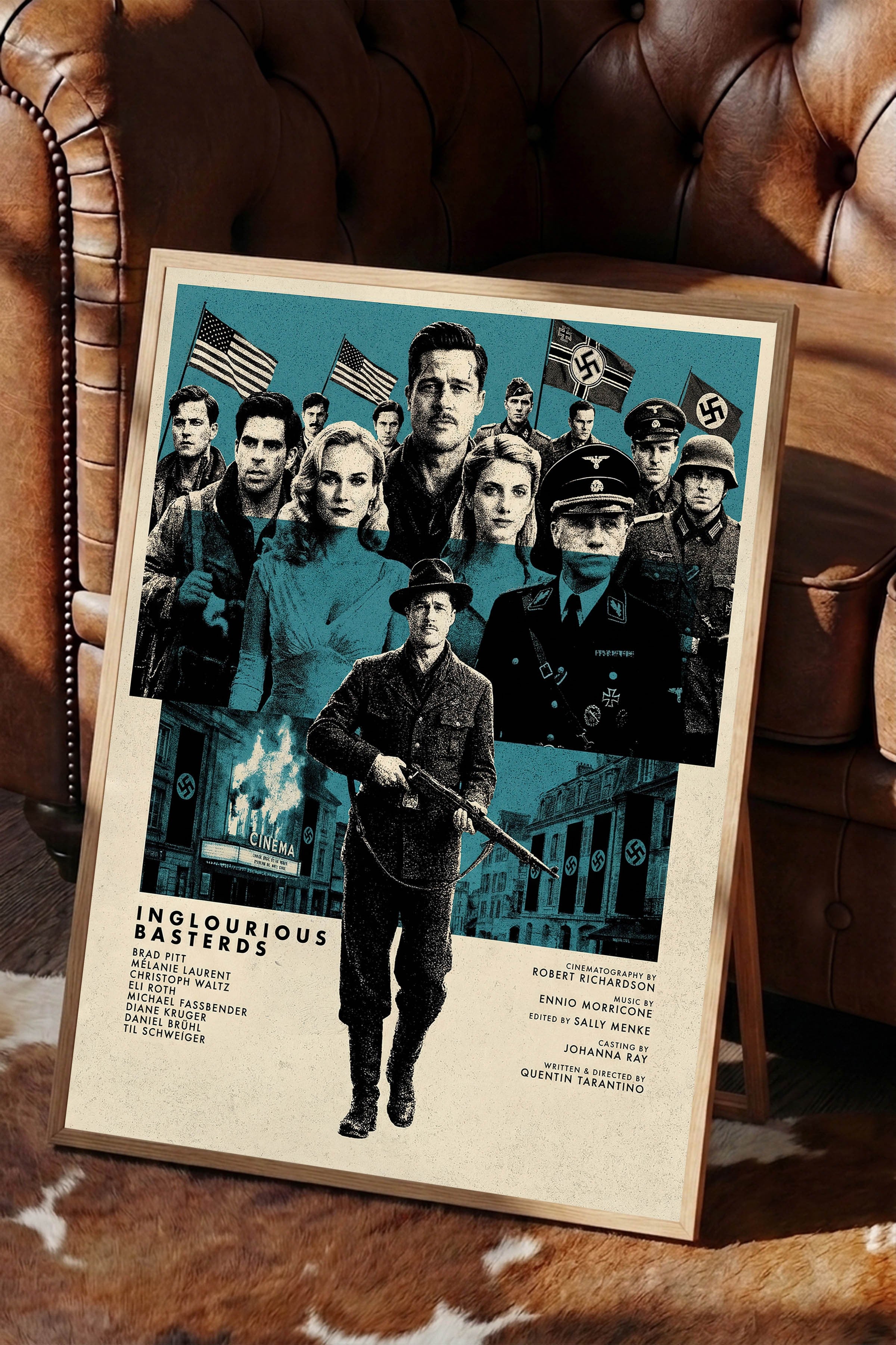Inglourious Basterds Ahşap Çerçeveli Poster, Sinema ve Dizi Tablo, Film Dizi Afişleri NO:112832