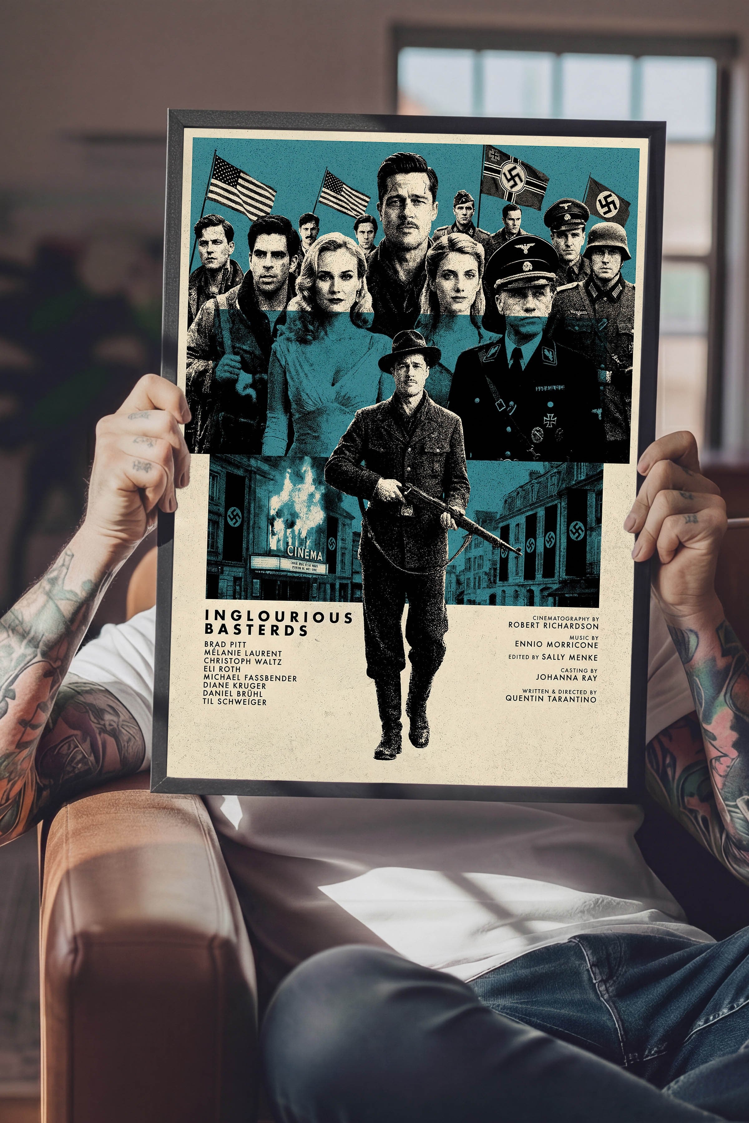 Inglourious Basterds Siyah Çerçeveli Poster, Sinema ve Dizi Tablo, Film Dizi Afişleri NO:112832