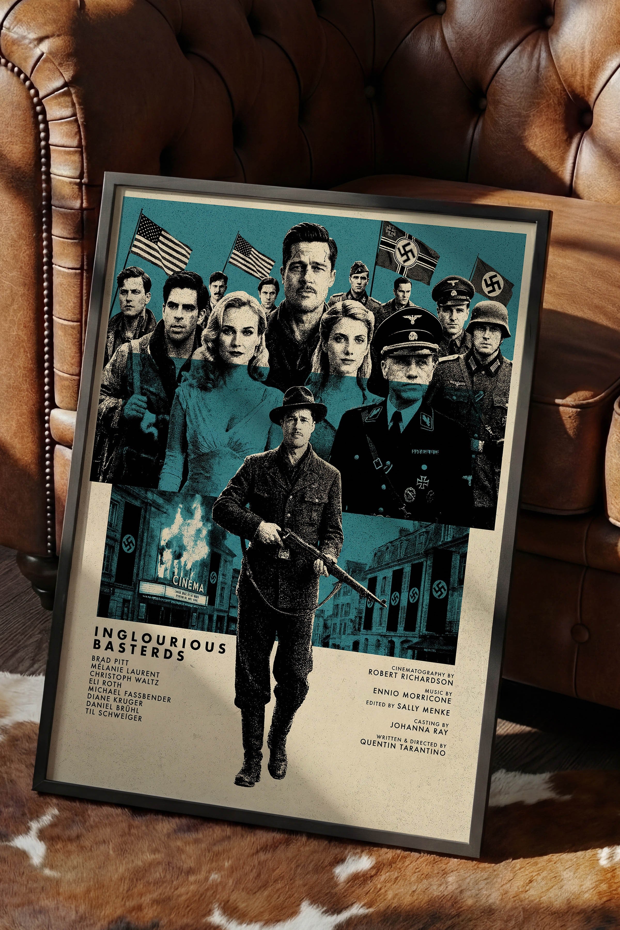 Inglourious Basterds Siyah Çerçeveli Poster, Sinema ve Dizi Tablo, Film Dizi Afişleri NO:112832