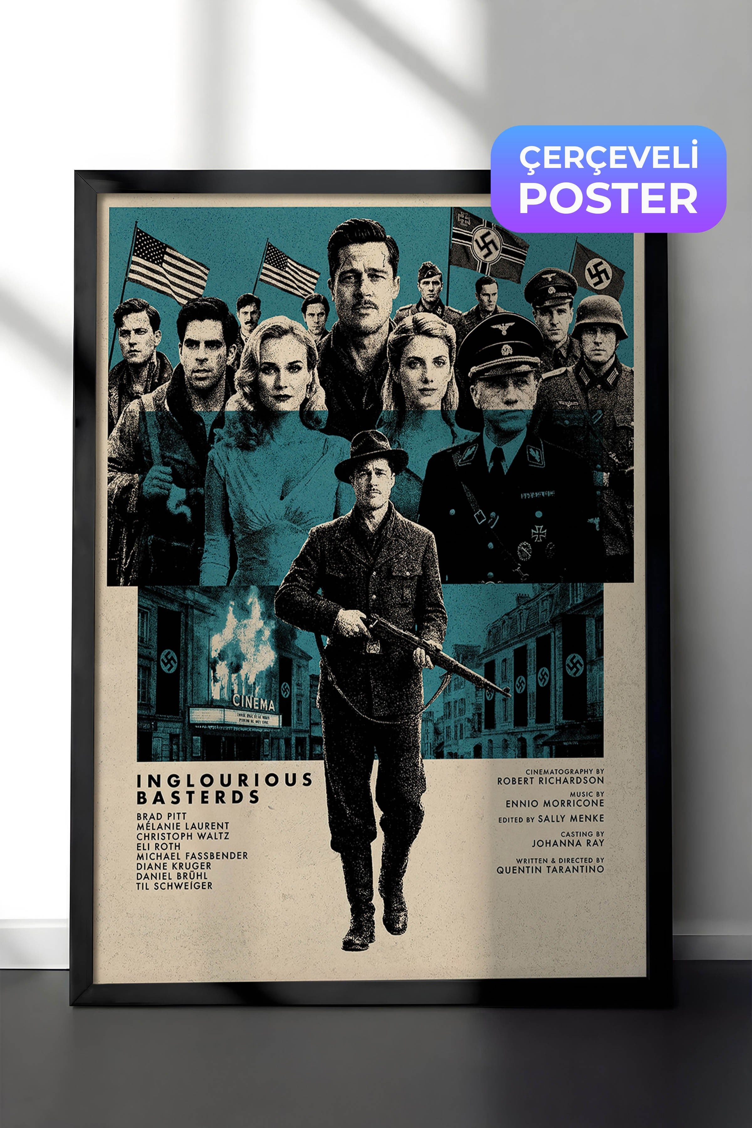 Inglourious Basterds Siyah Çerçeveli Poster, Sinema ve Dizi Tablo, Film Dizi Afişleri NO:112832