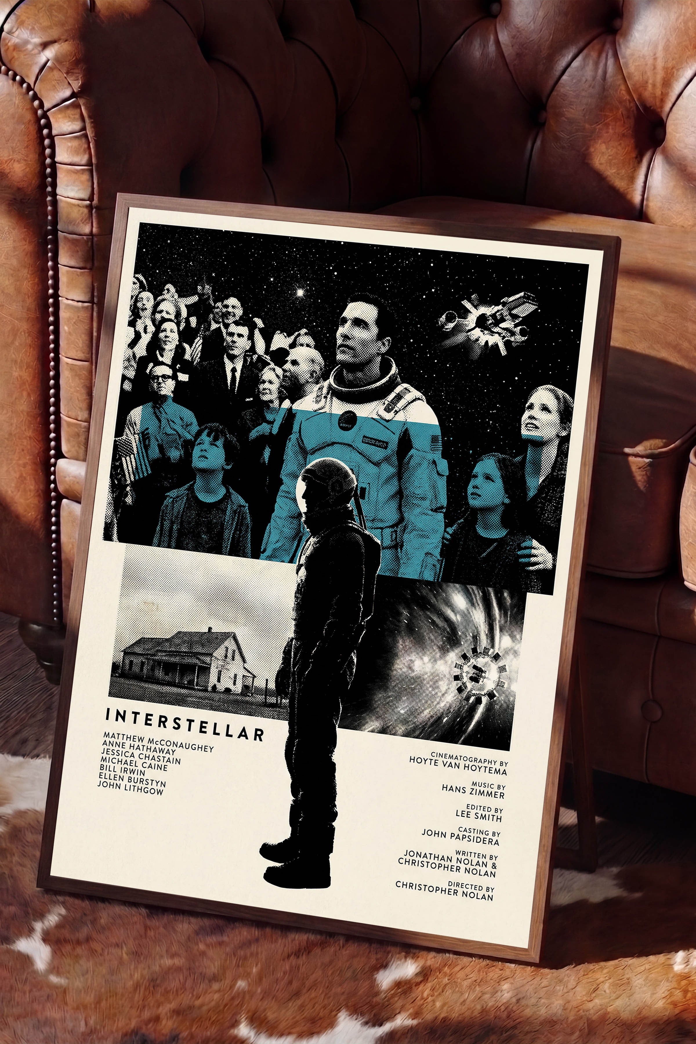 Interstellar Kahverengi Çerçeveli Poster, Sinema ve Dizi Tablo, Film Dizi Afişleri NO:112806