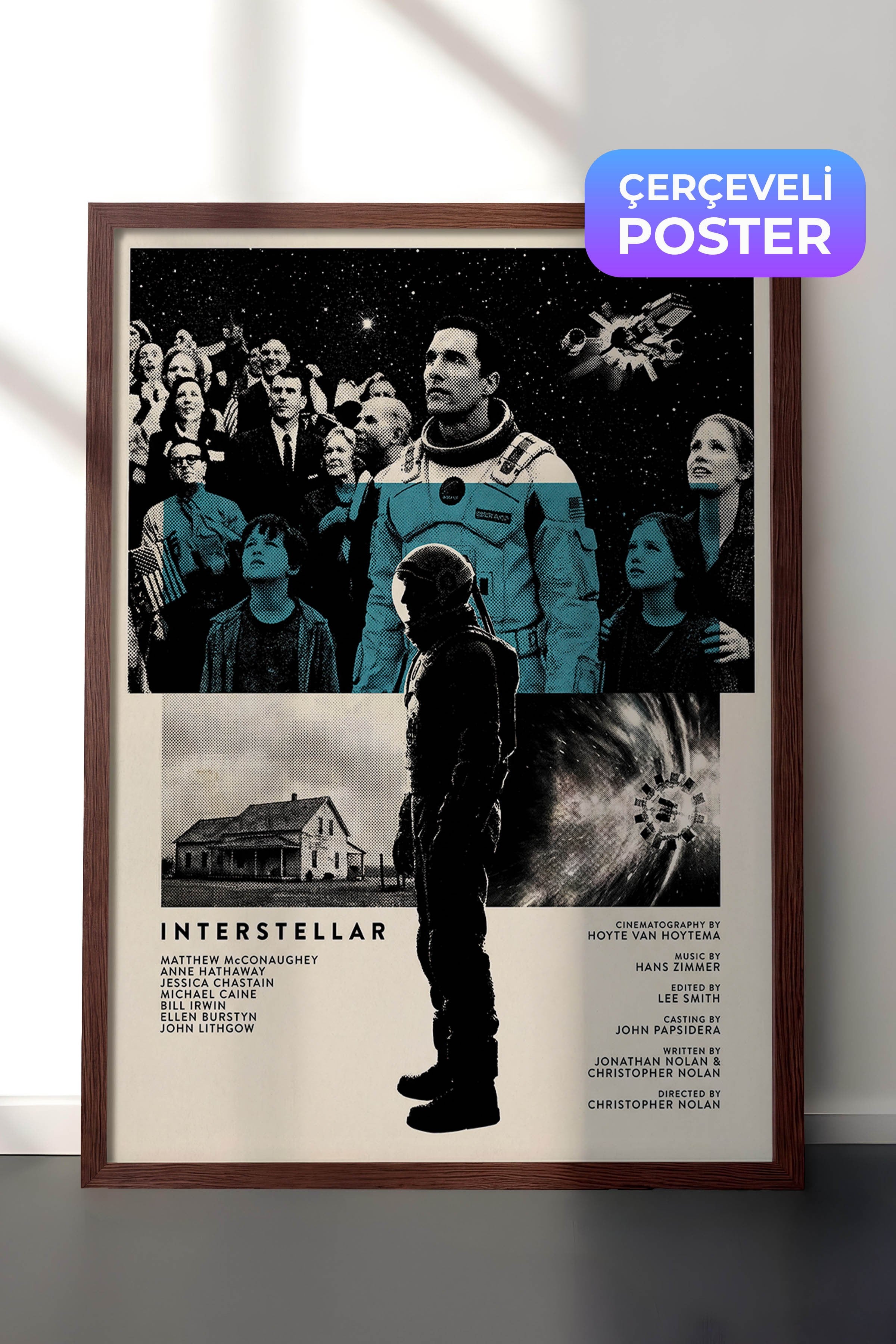 Interstellar Kahverengi Çerçeveli Poster, Sinema ve Dizi Tablo, Film Dizi Afişleri NO:112806