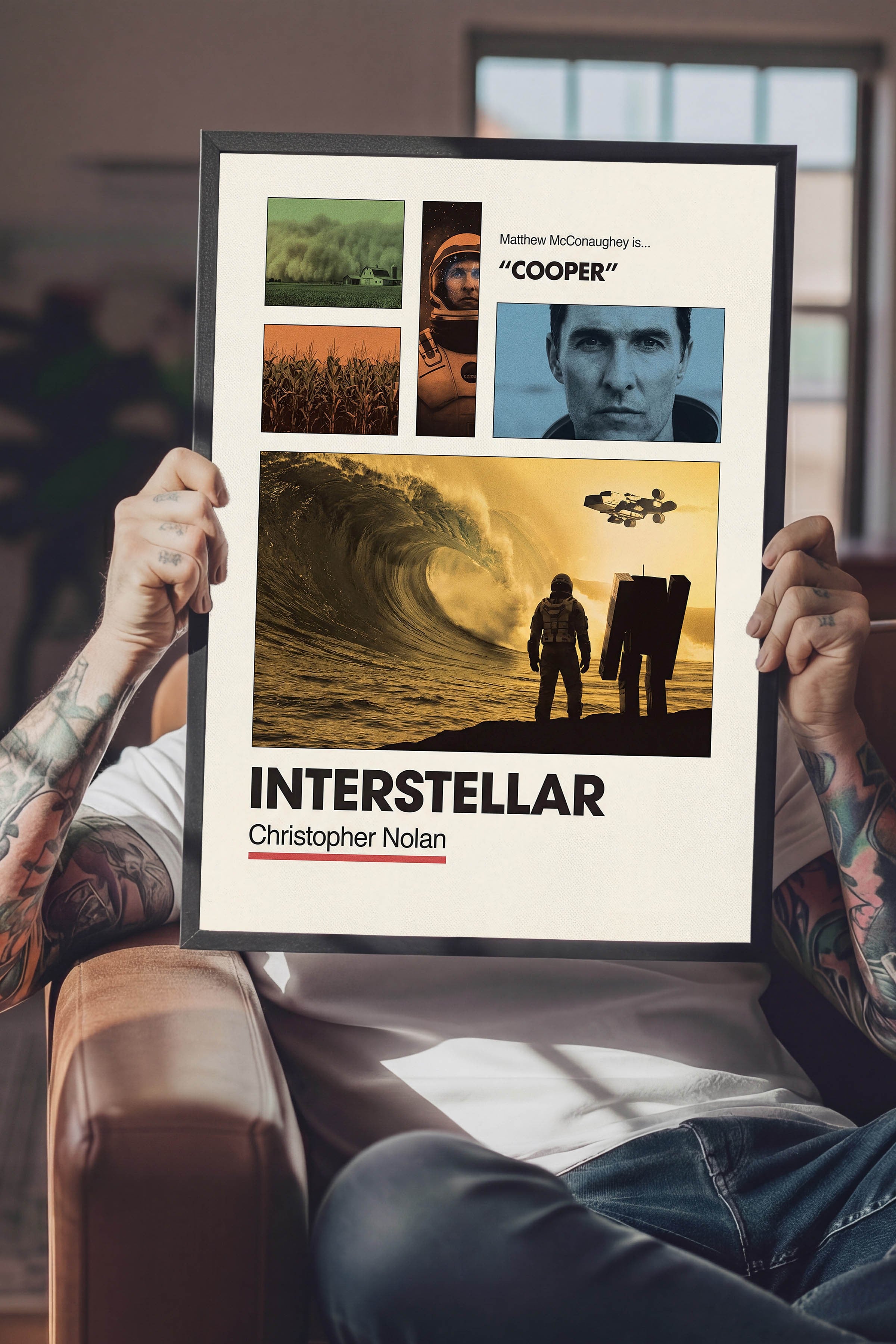 Interstellar Siyah Çerçeveli Poster, Sinema ve Dizi Tablo, Film Dizi Afişleri NO:112937
