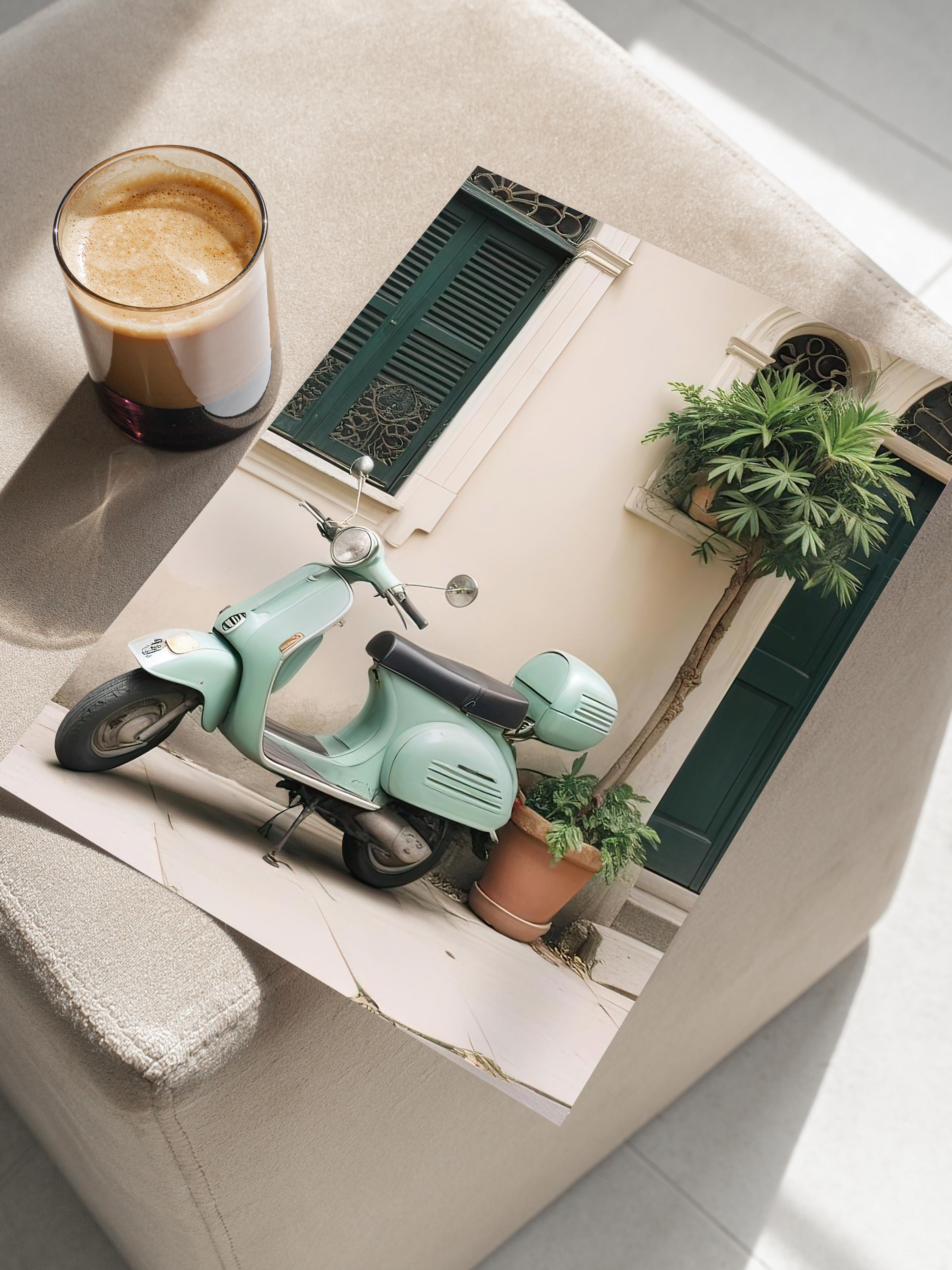 Italy Vespa Poster, Çerçevesiz Duvar Posteri, Dikey Duvar Tablosu Comfort Serisi NO:108322