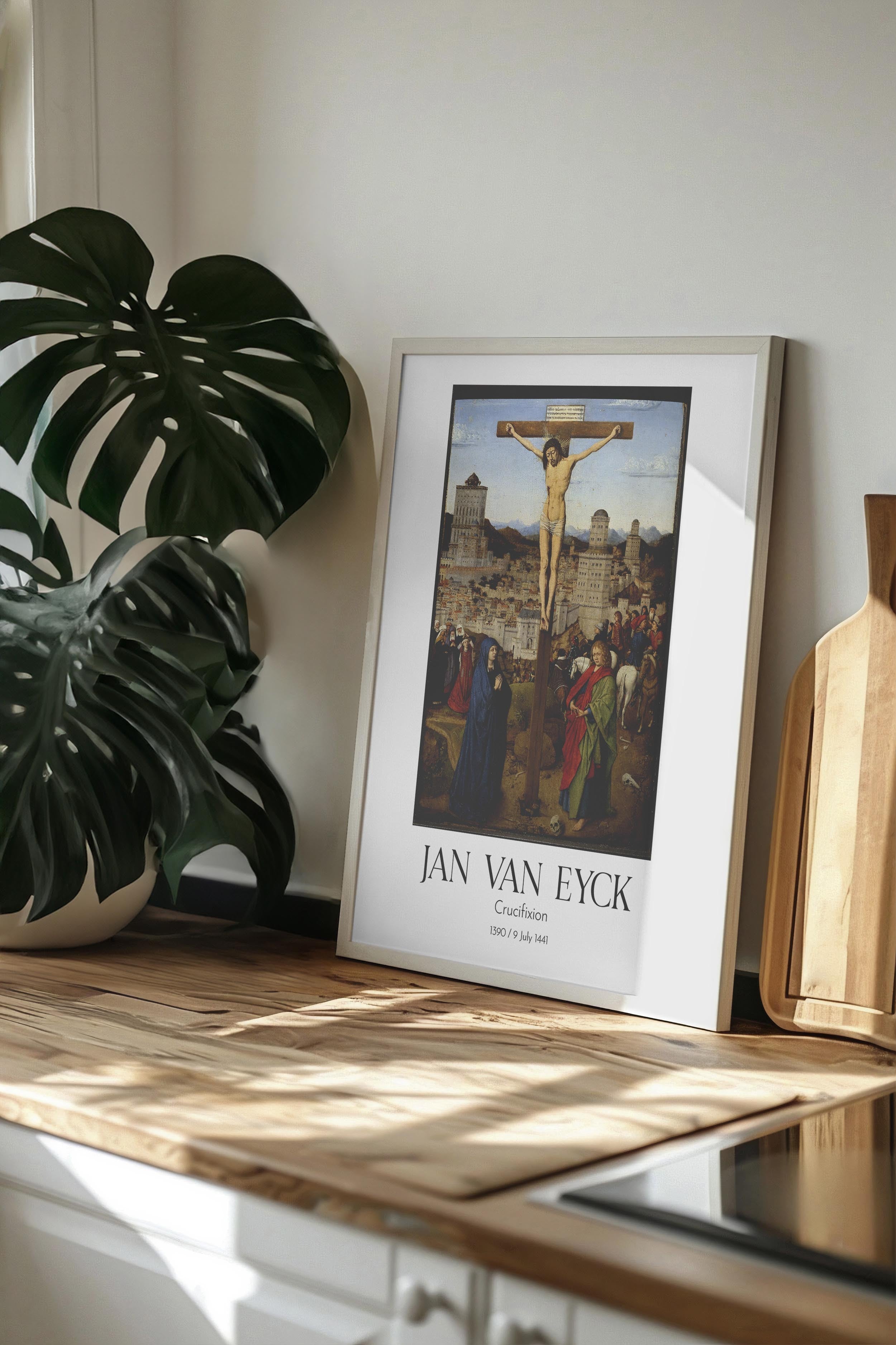 Jan Van Eyck - Crucifixion, Beyaz Çerçeveli Tablo, Sanat Serisi NO:112131