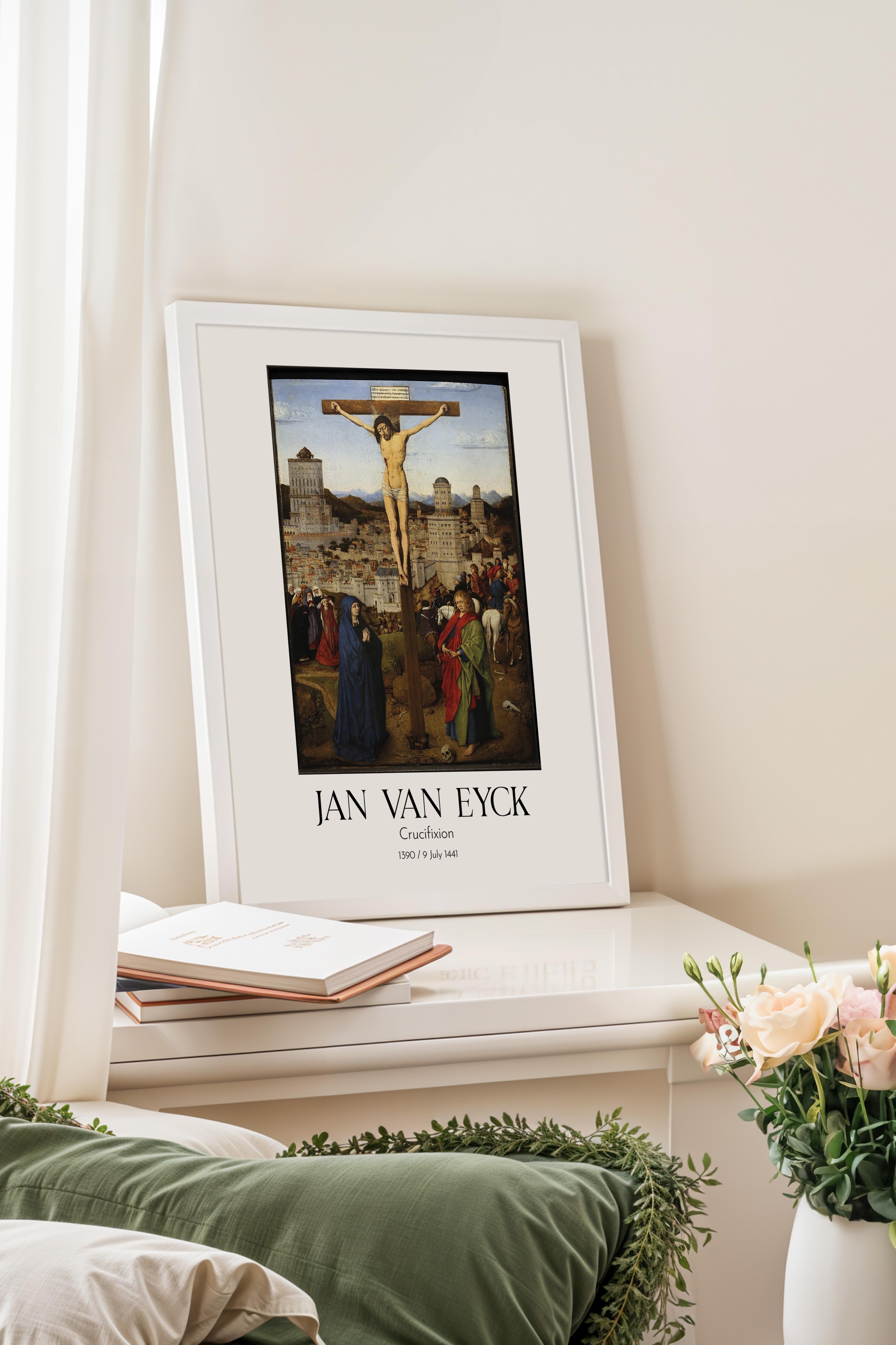 Jan Van Eyck - Crucifixion, Beyaz Çerçeveli Tablo, Sanat Serisi NO:112131