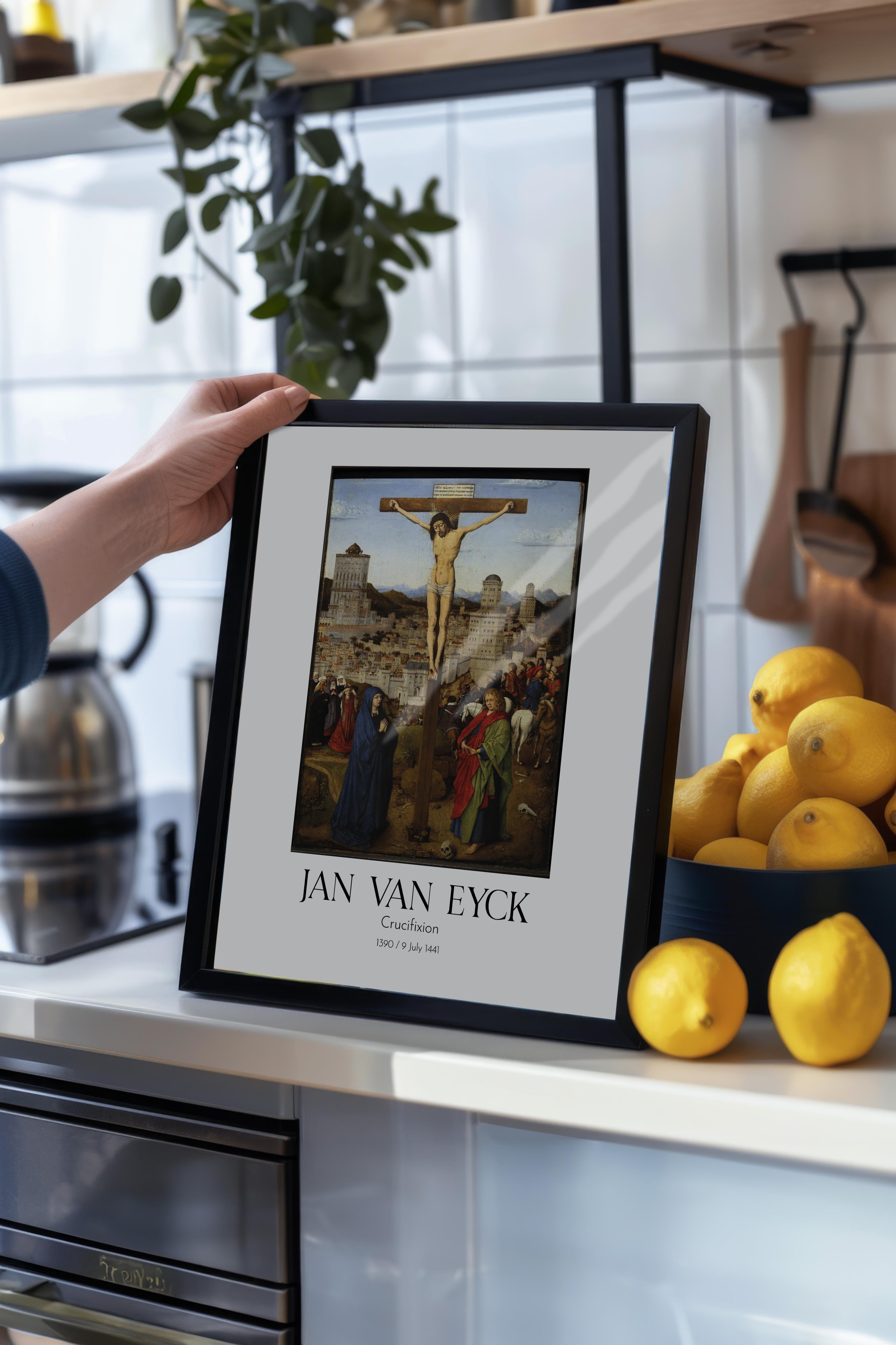 Jan Van Eyck - Crucifixion, Siyah Çerçeveli Tablo, Sanat Serisi NO:112131