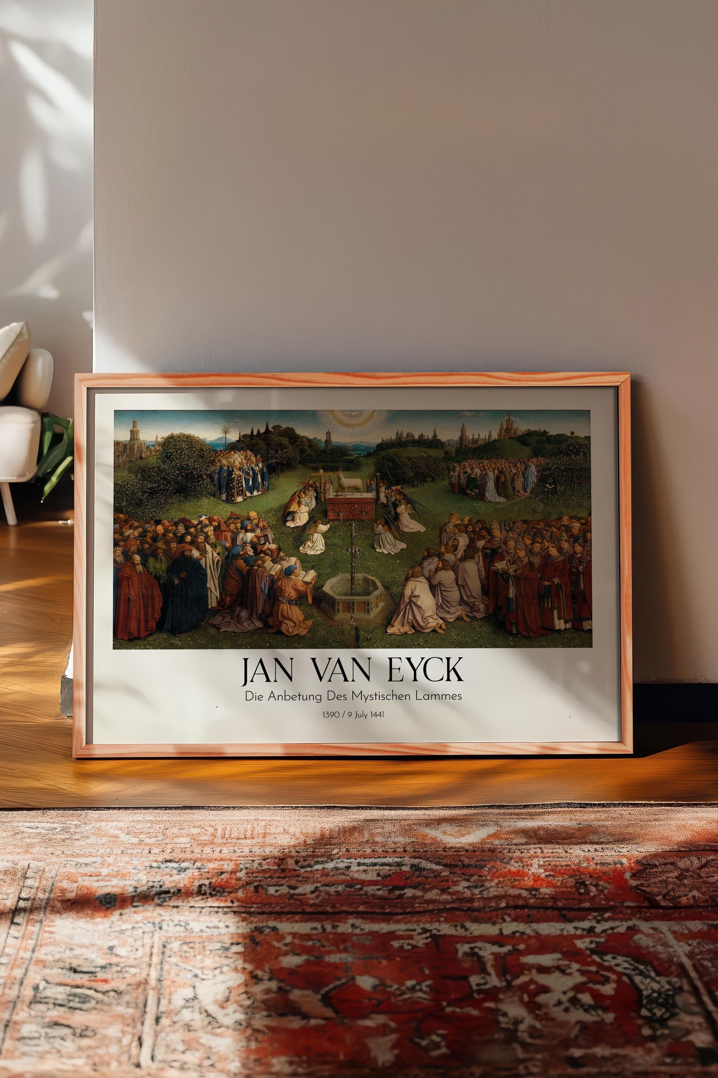 Jan Van Eyck - Die Anbetung Des Mystischen Lammes, Ahşap Çerçeveli Tablo, Sanat Serisi NO:112164
