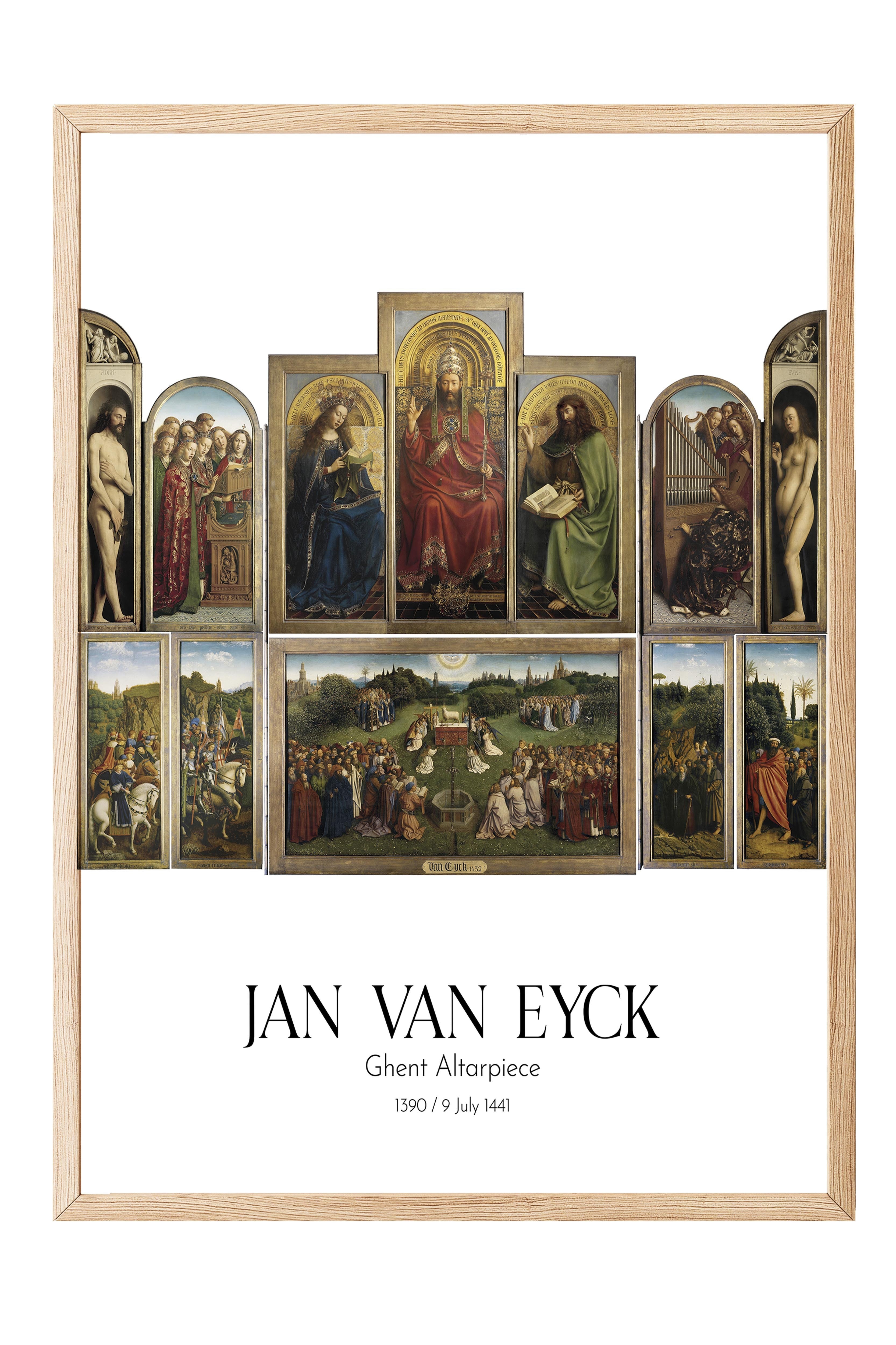 Jan Van Eyck - Ghent Altarpiece, Ahşap Çerçeveli Tablo, Sanat Serisi NO:112132