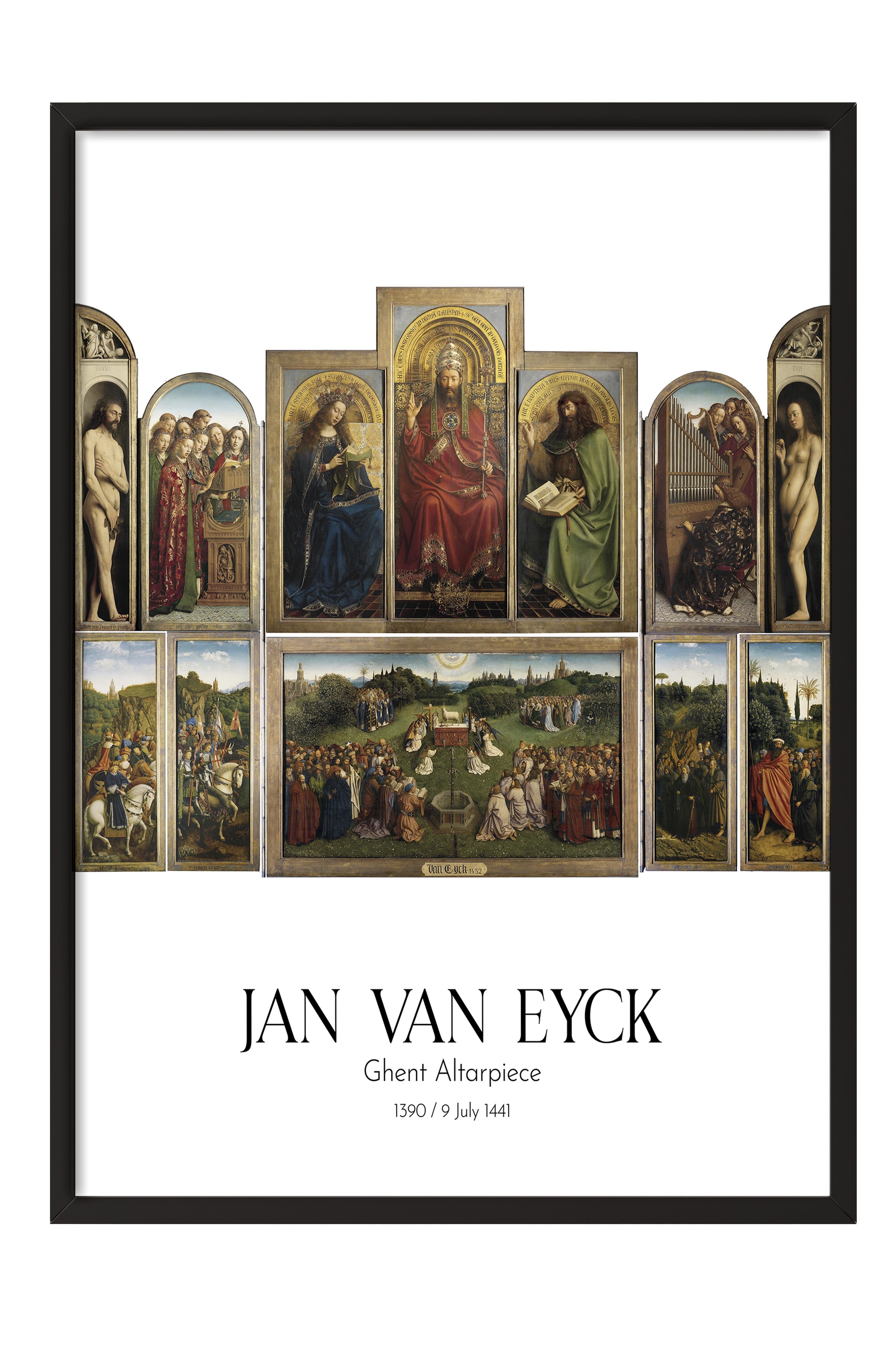 Jan Van Eyck - Ghent Altarpiece, Siyah Çerçeveli Tablo, Sanat Serisi NO:112132