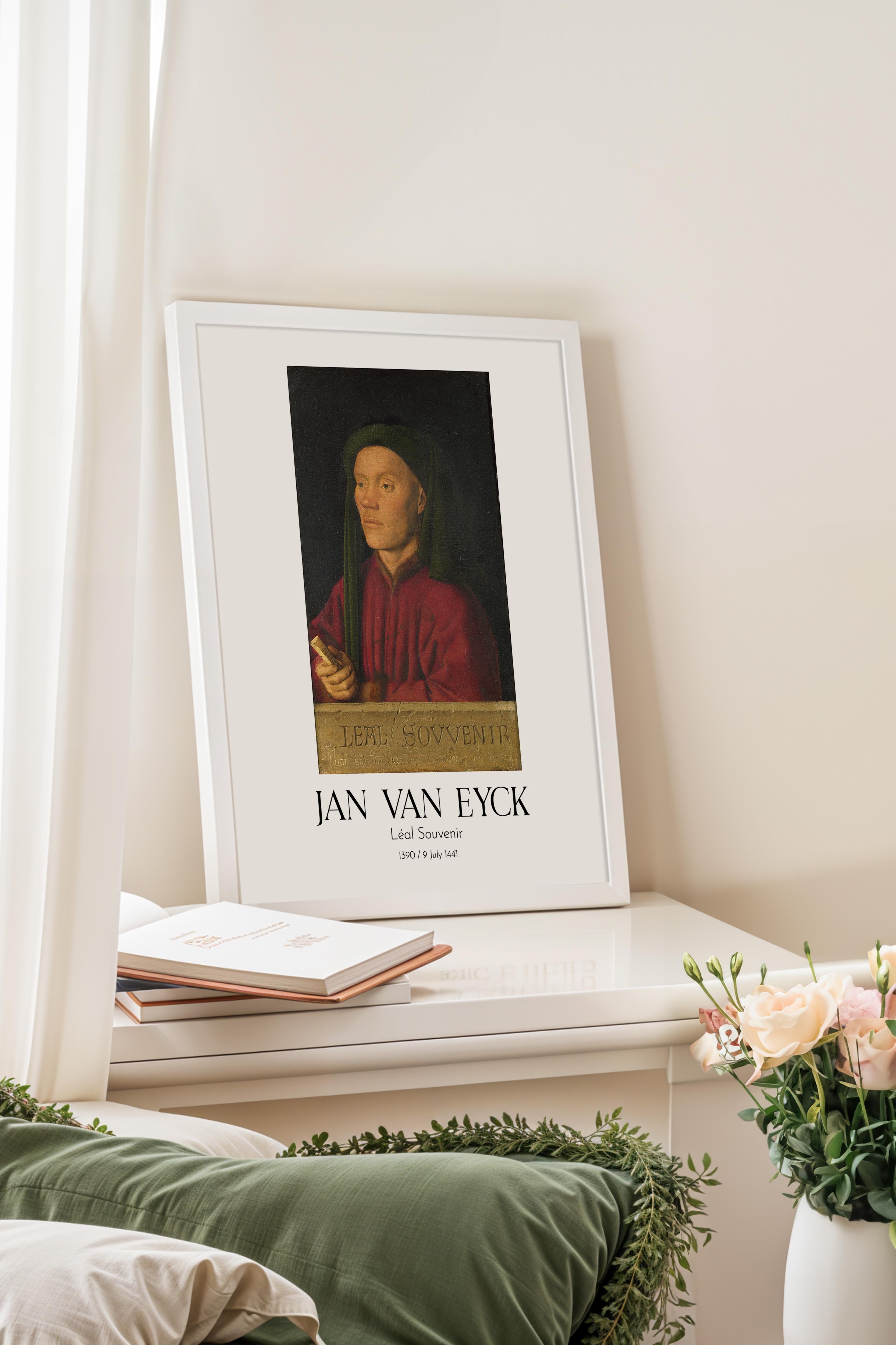 Jan Van Eyck - Léal Souvenir, Beyaz Çerçeveli Tablo, Sanat Serisi NO:112136
