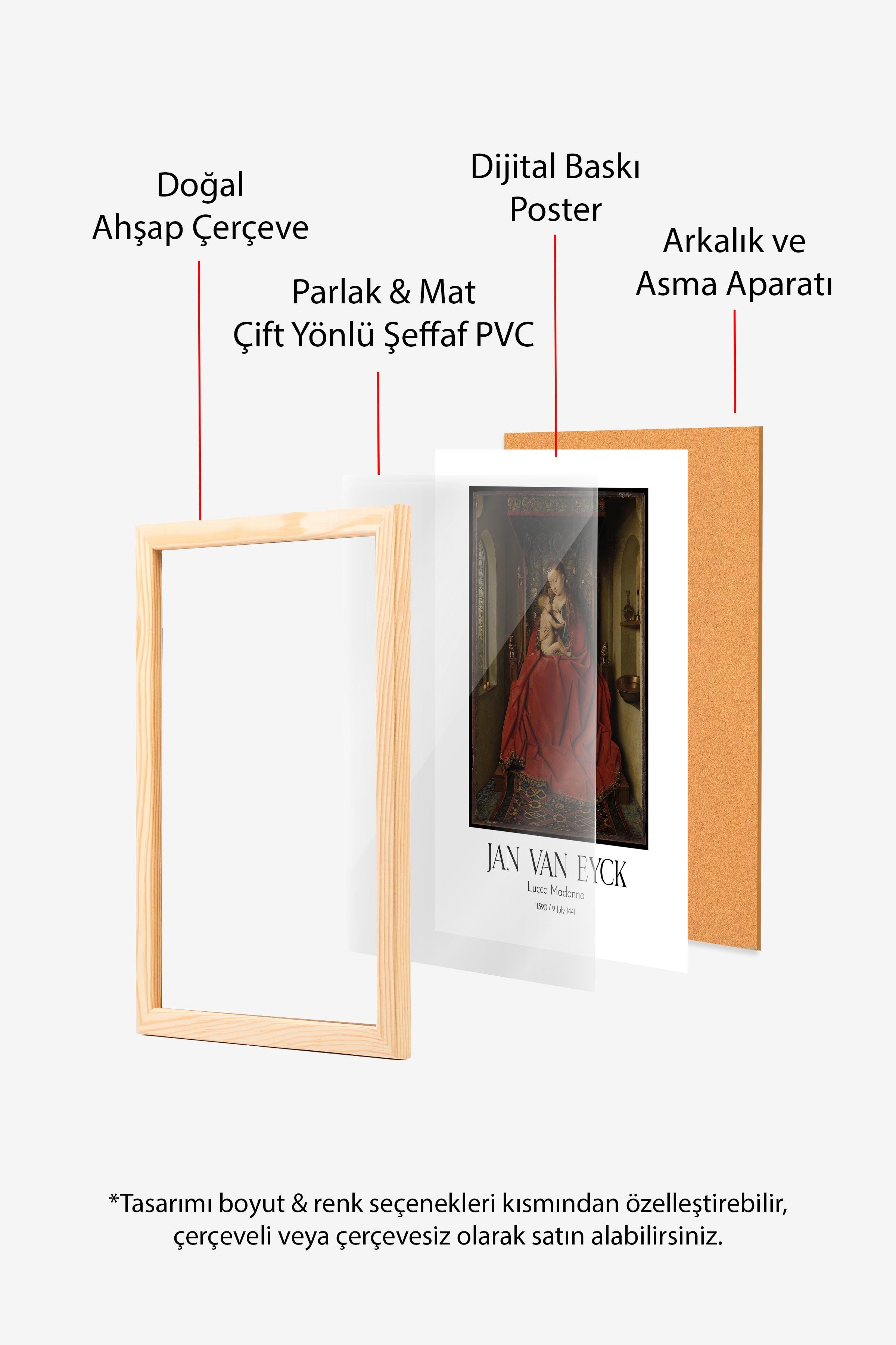 Jan Van Eyck - Lucca Madonna, Ahşap Çerçeveli Tablo, Sanat Serisi NO:112137