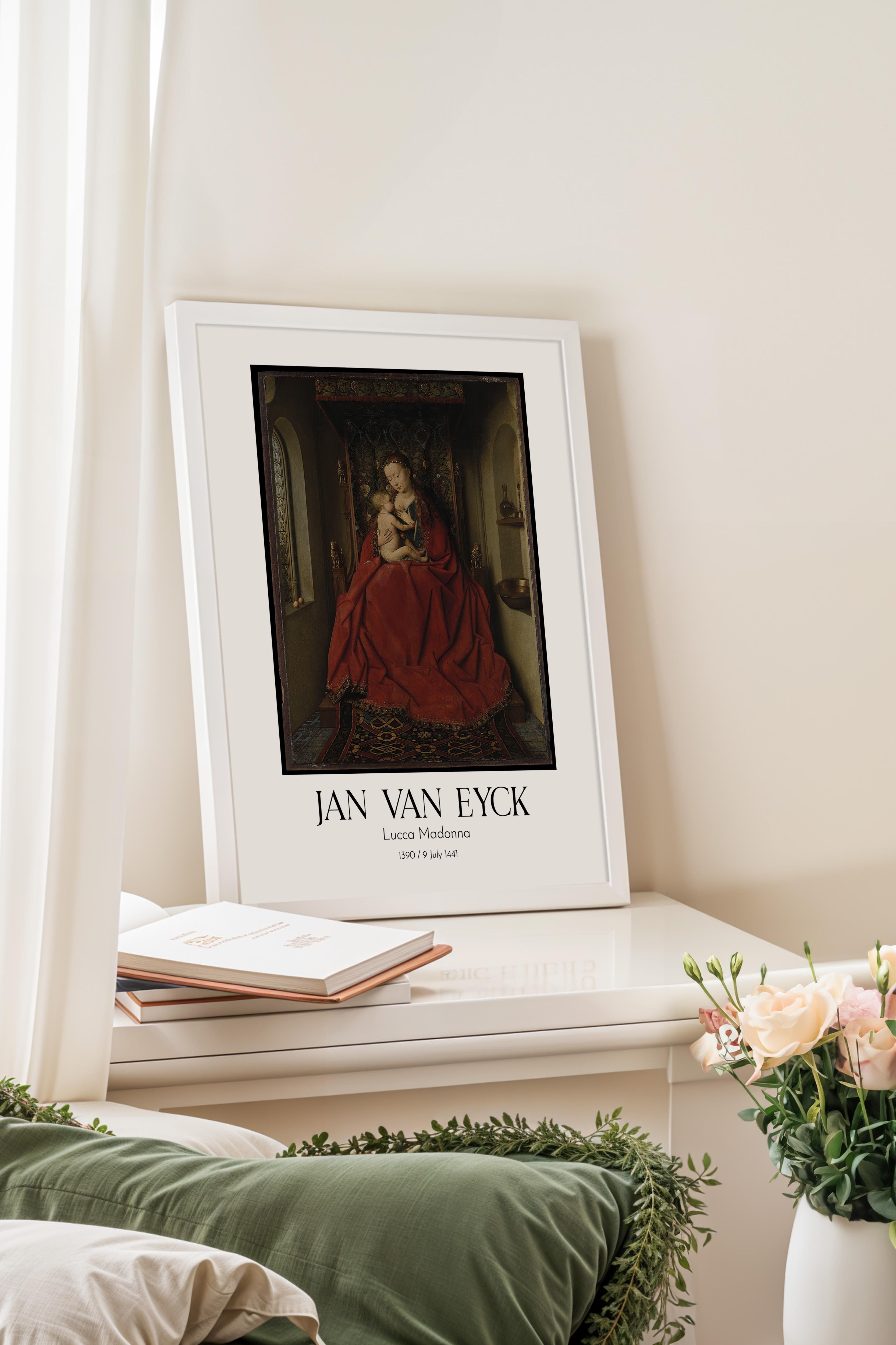 Jan Van Eyck - Lucca Madonna, Beyaz Çerçeveli Tablo, Sanat Serisi NO:112137