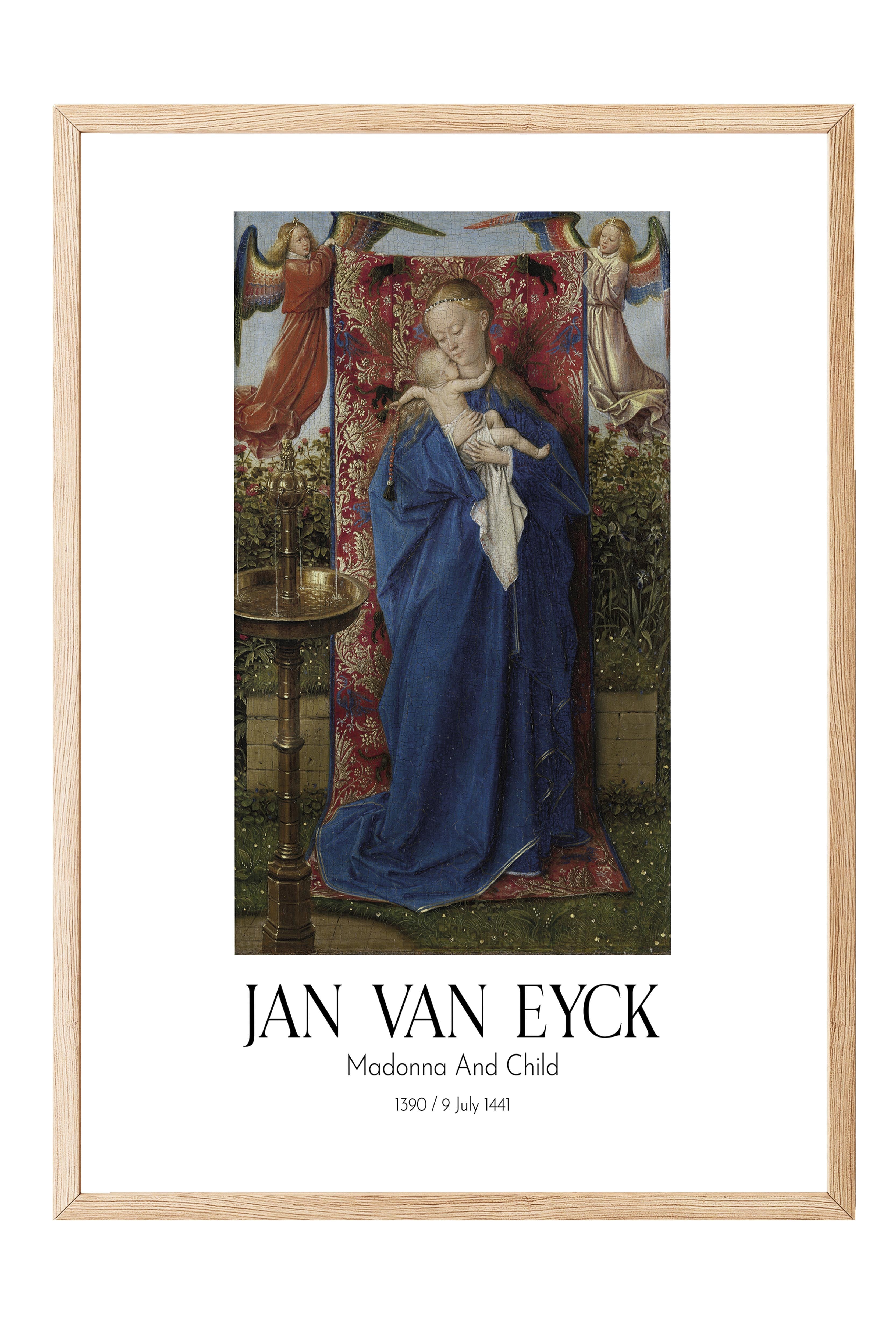 Jan Van Eyck - Madonna And Child, Ahşap Çerçeveli Tablo, Sanat Serisi NO:112138