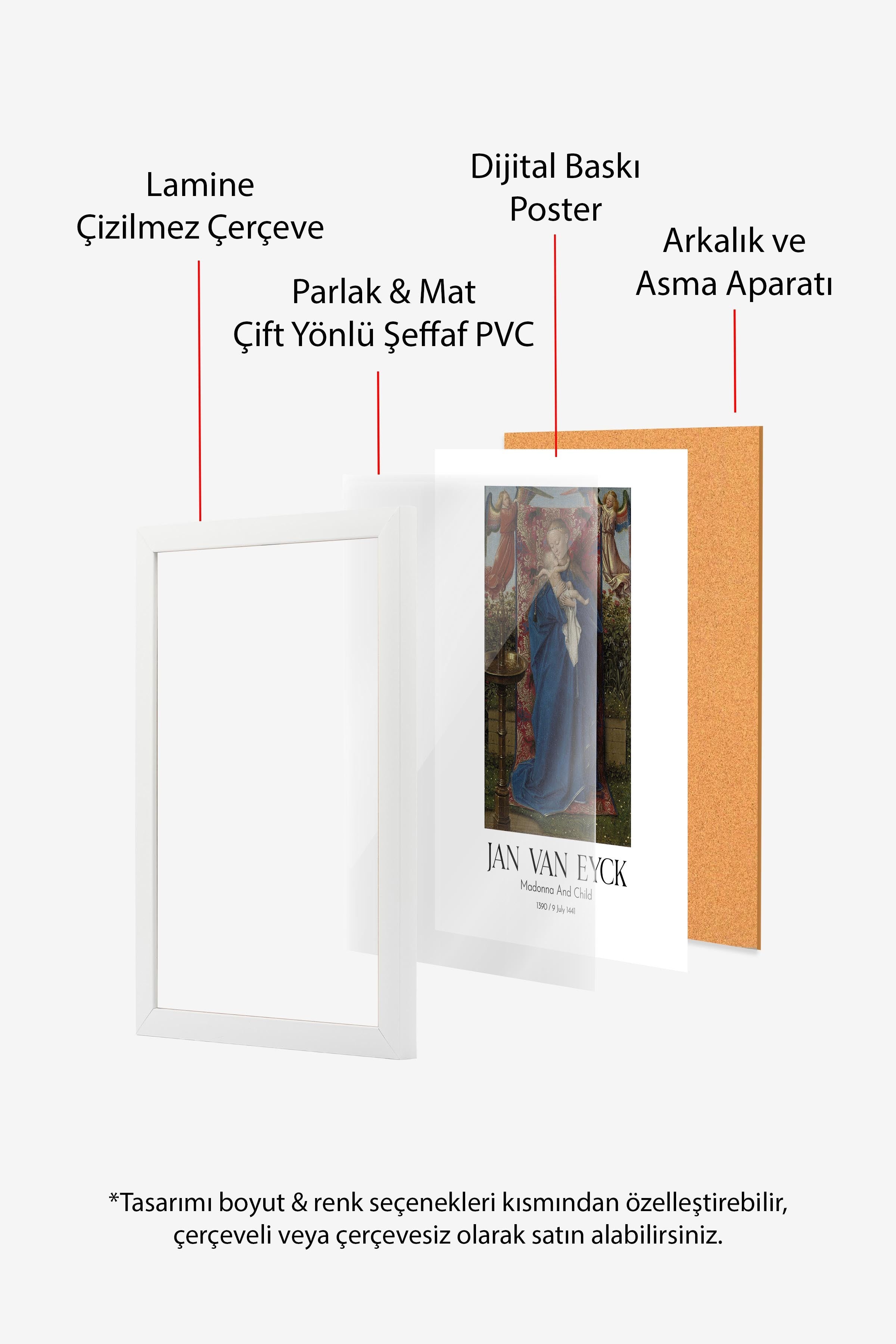 Jan Van Eyck - Madonna And Child, Beyaz Çerçeveli Tablo, Sanat Serisi NO:112138