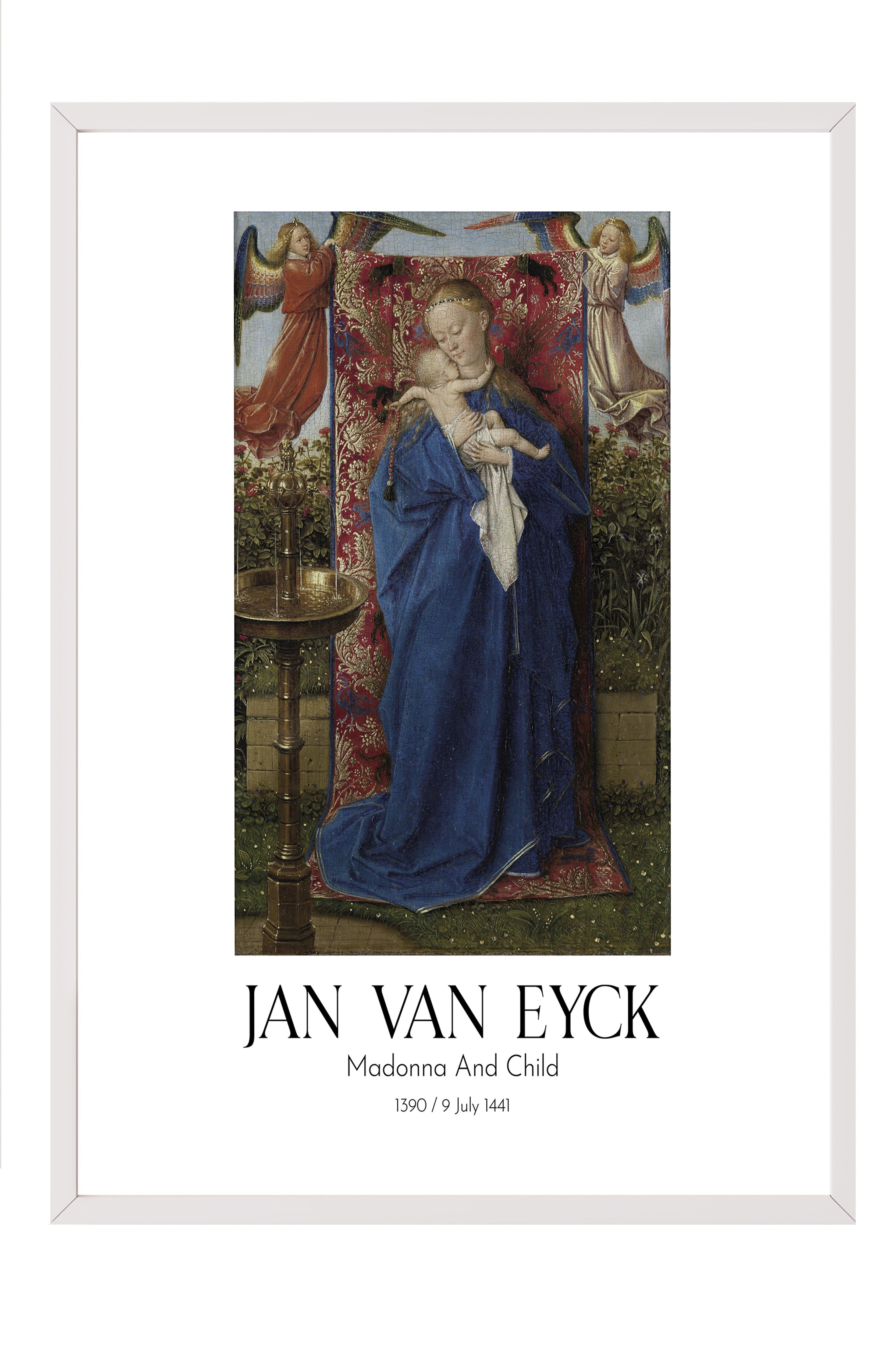 Jan Van Eyck - Madonna And Child, Beyaz Çerçeveli Tablo, Sanat Serisi NO:112138