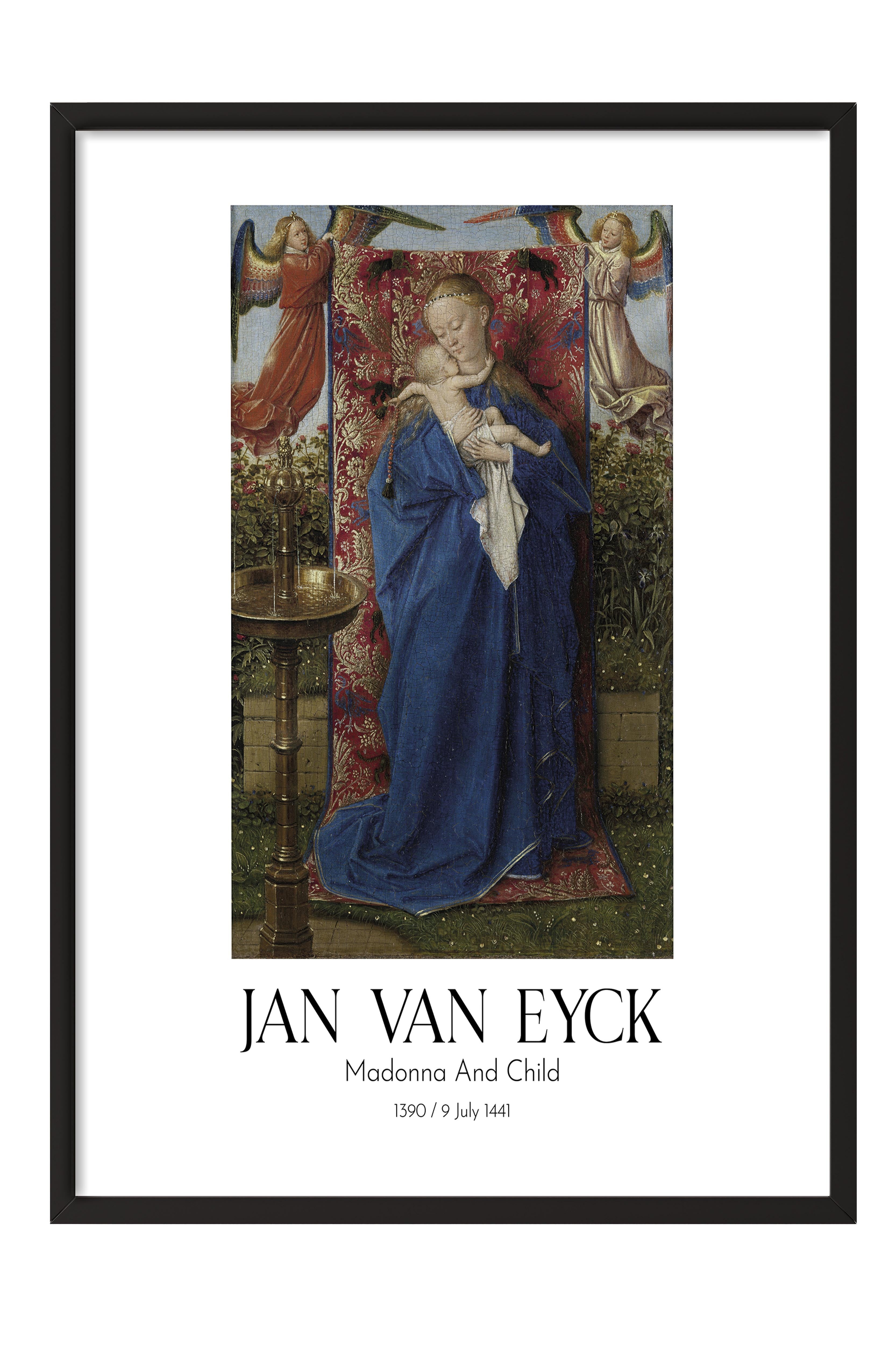 Jan Van Eyck - Madonna And Child, Siyah Çerçeveli Tablo, Sanat Serisi NO:112138