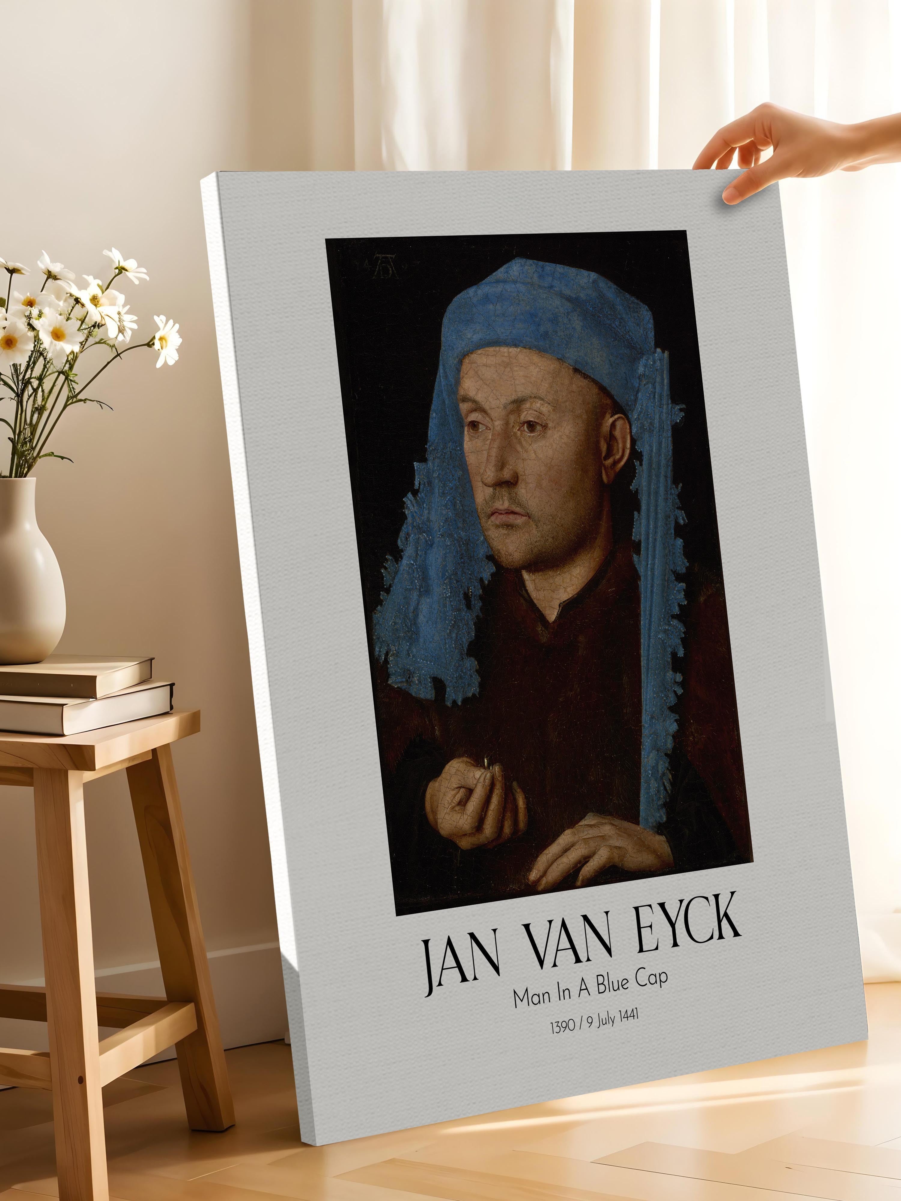Jan Van Eyck - Man In A Blue Cap, Kanvas Tablo, Sanat Serisi NO:112139