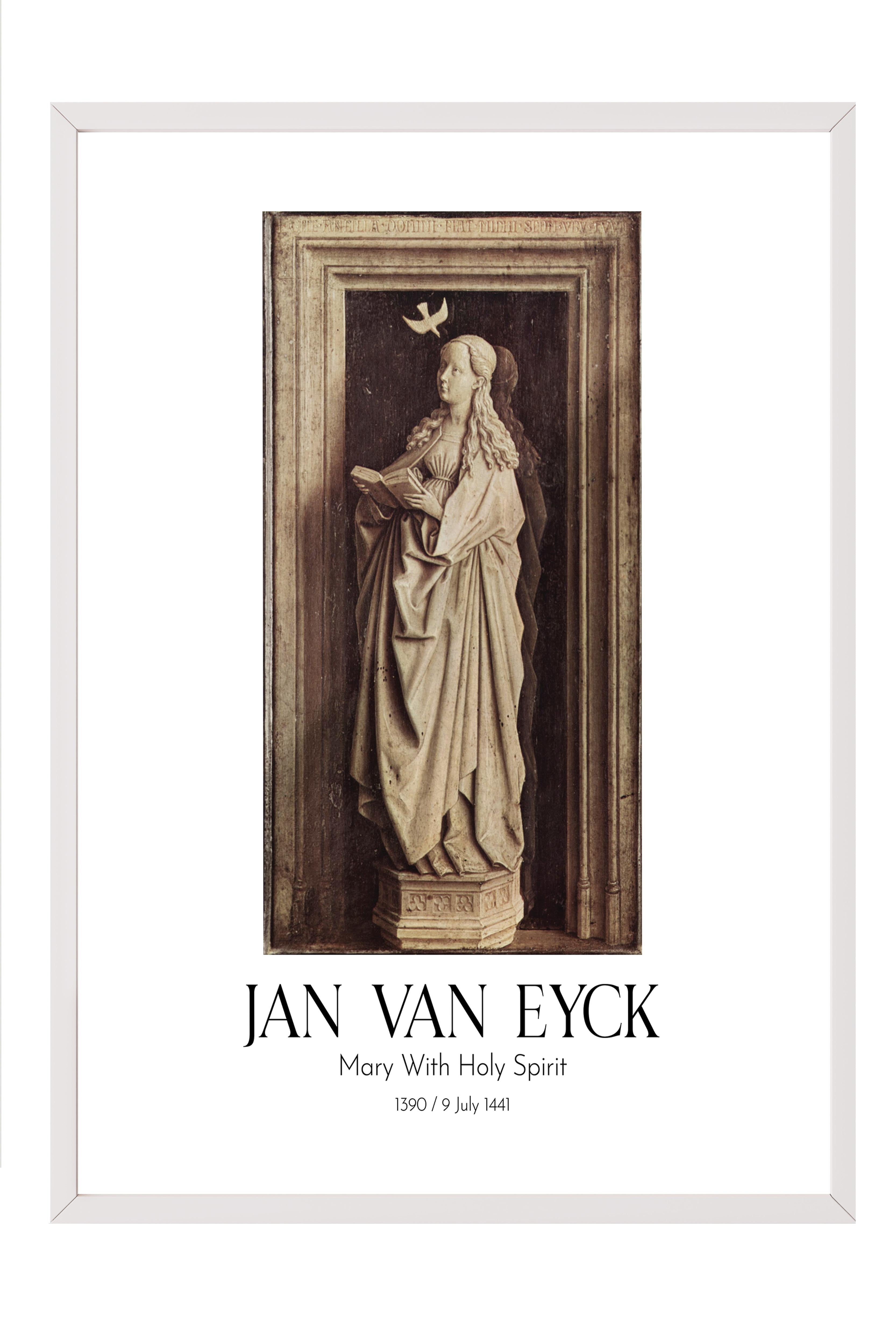Jan Van Eyck - Mary With Holy Spirit, Beyaz Çerçeveli Tablo, Sanat Serisi NO:112140