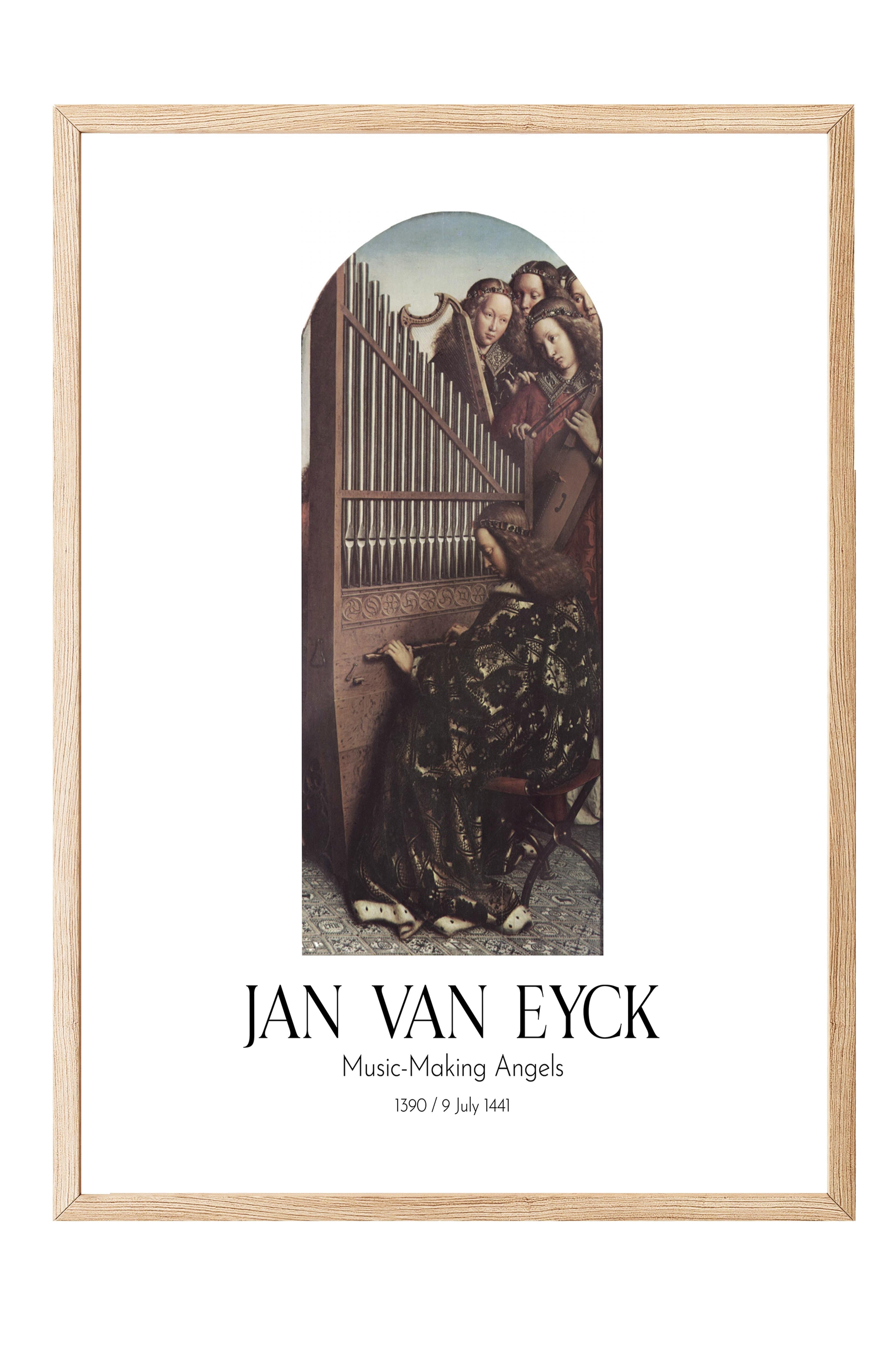 Jan Van Eyck - Music-Making Angels, Ahşap Çerçeveli Tablo, Sanat Serisi NO:112142