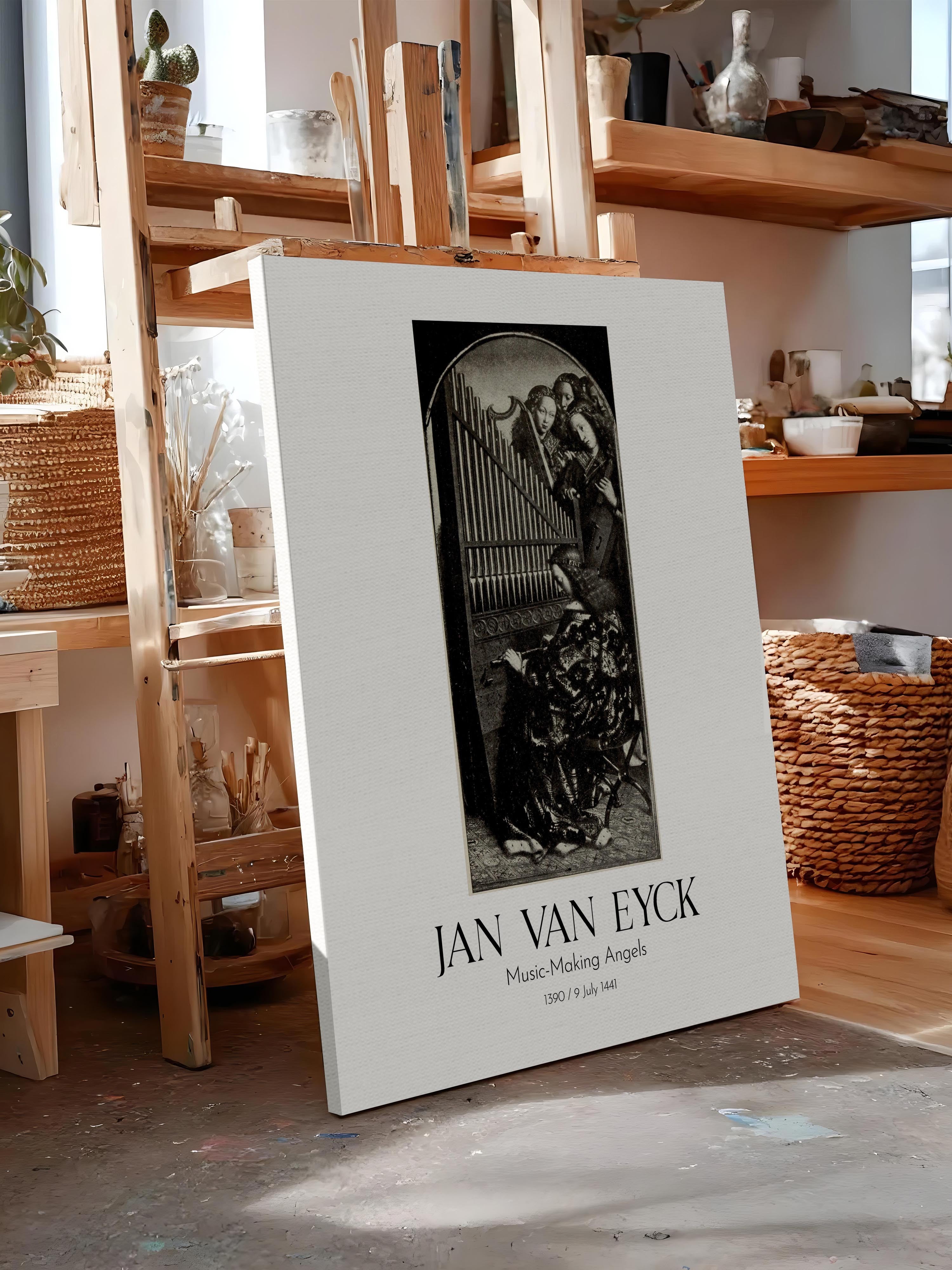 Jan Van Eyck - Music-Making Angels - Black, Kanvas Tablo, Sanat Serisi NO:112141