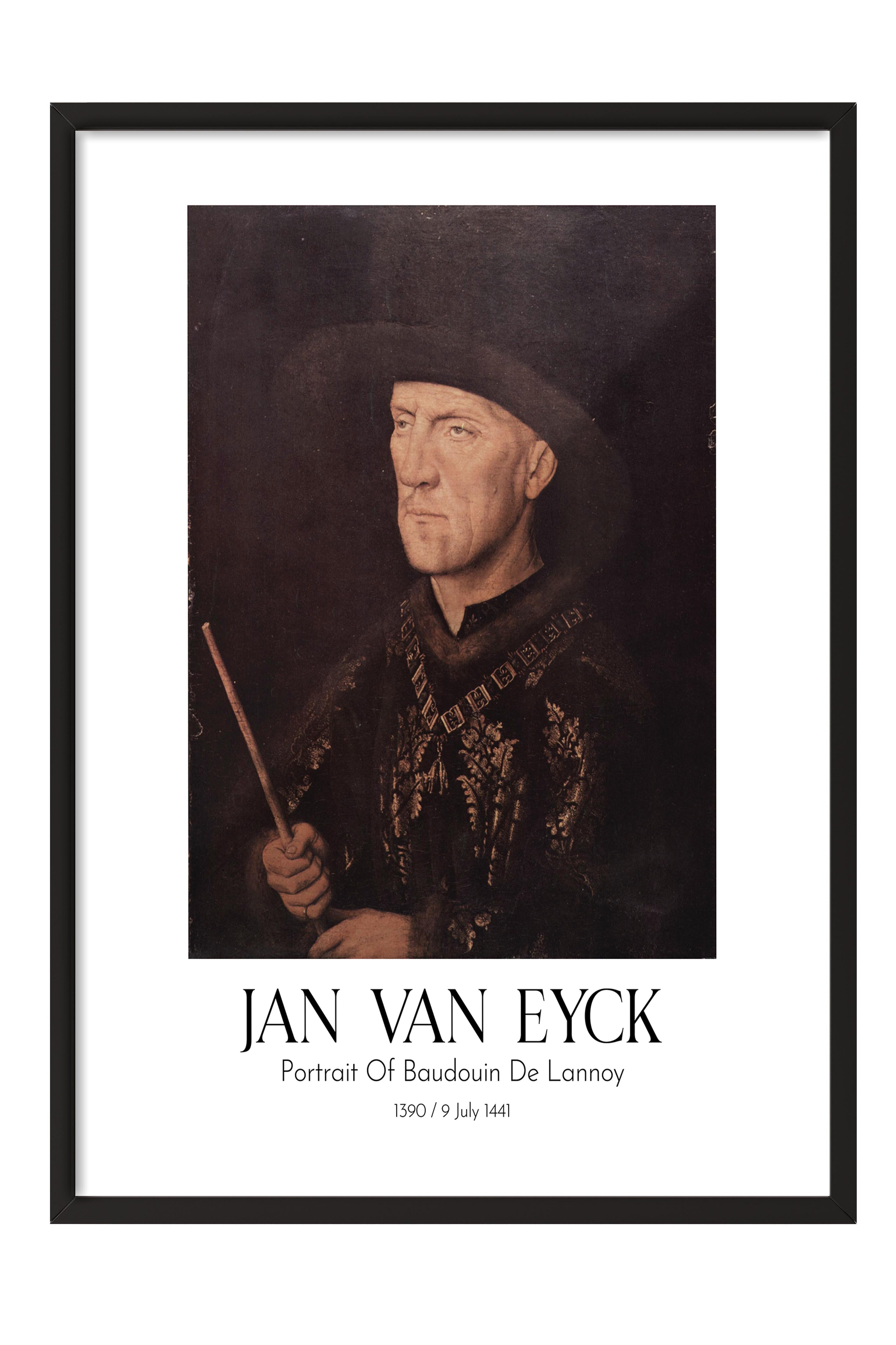 Jan Van Eyck - Portrait Of Baudouin De Lannoy, Siyah Çerçeveli Tablo, Sanat Serisi NO:112143