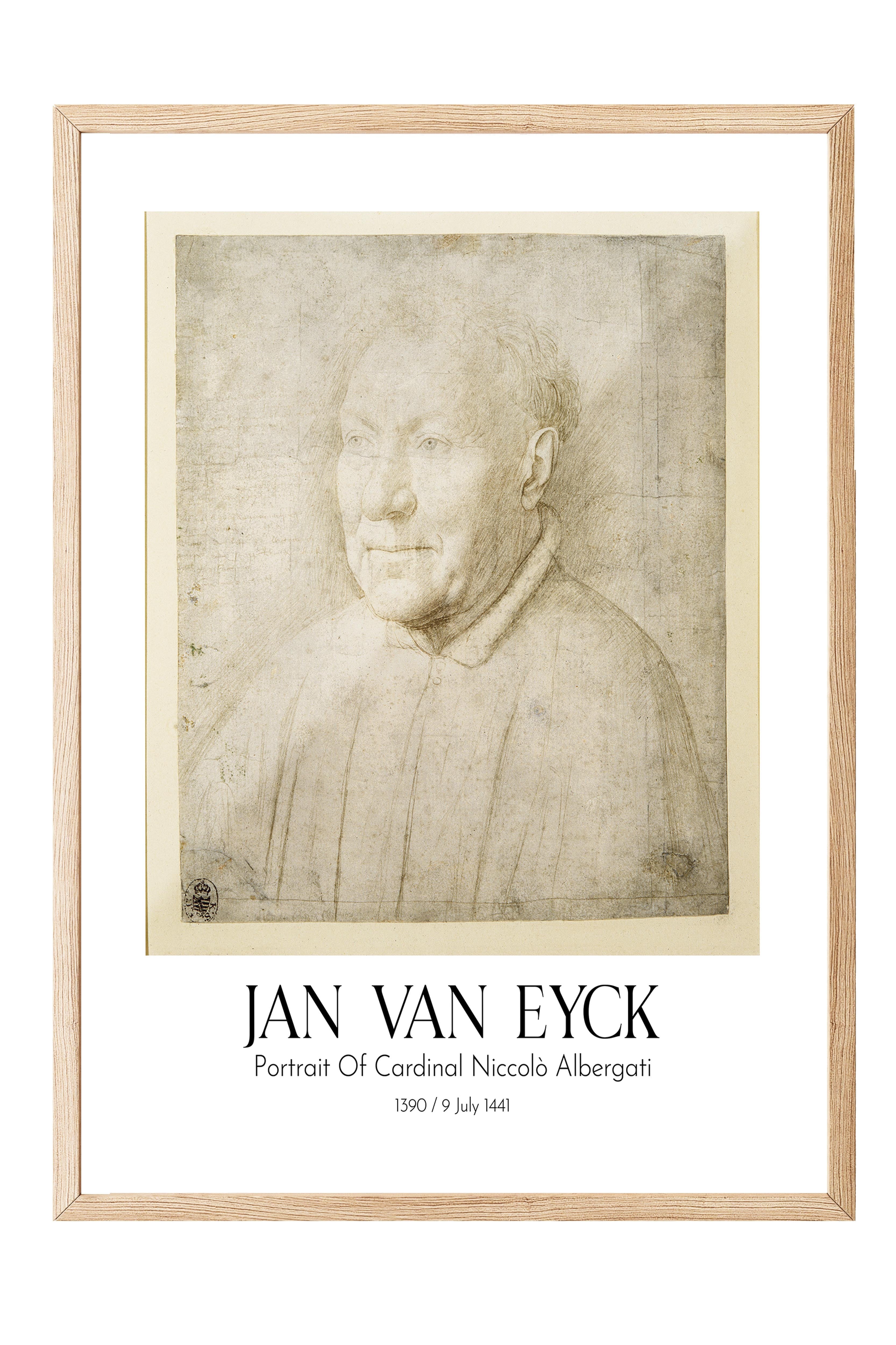 Jan Van Eyck - Portrait Of Cardinal Niccolò Albergati, Ahşap Çerçeveli Tablo, Sanat Serisi NO:112144