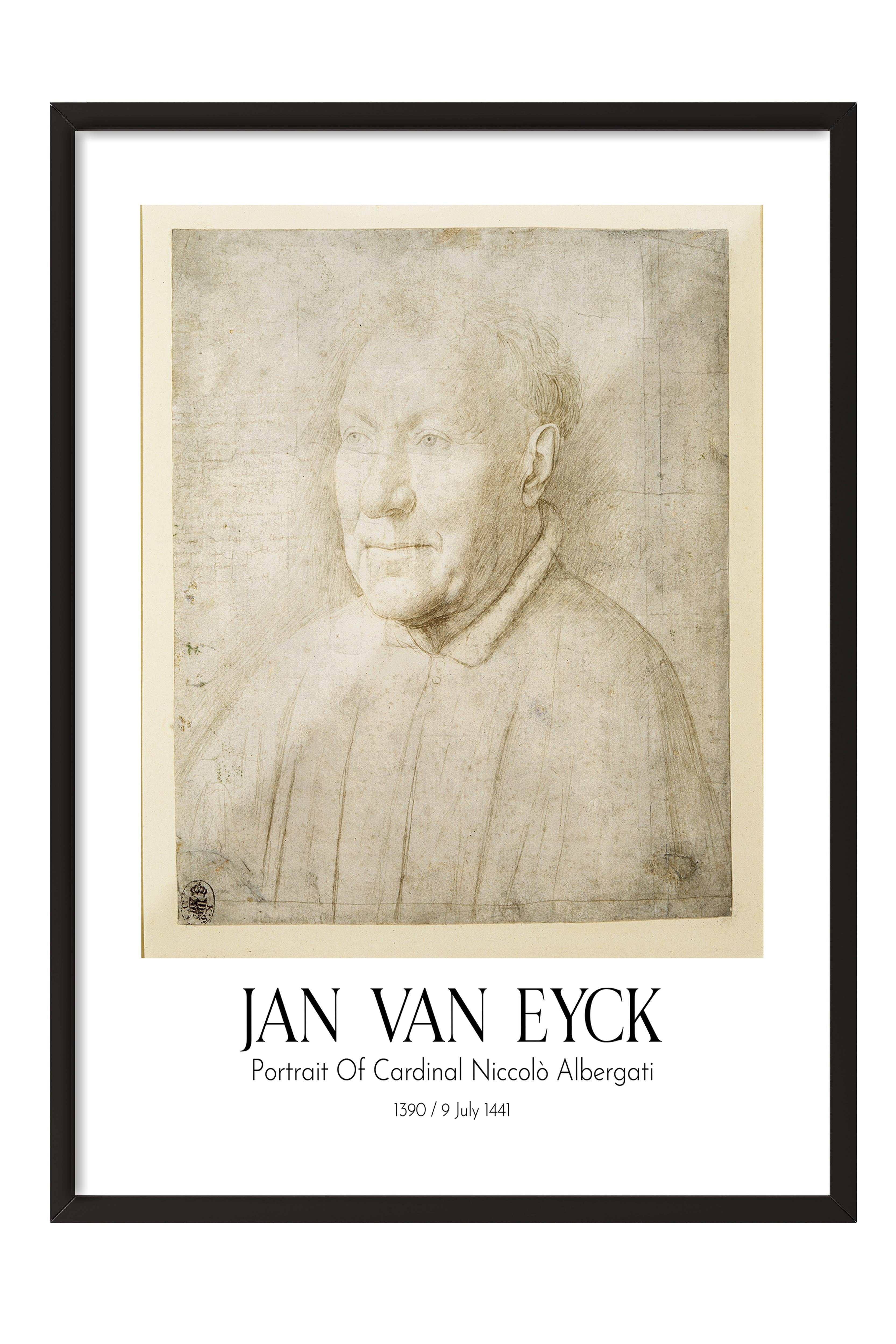 Jan Van Eyck - Portrait Of Cardinal Niccolò Albergati, Siyah Çerçeveli Tablo, Sanat Serisi NO:112144